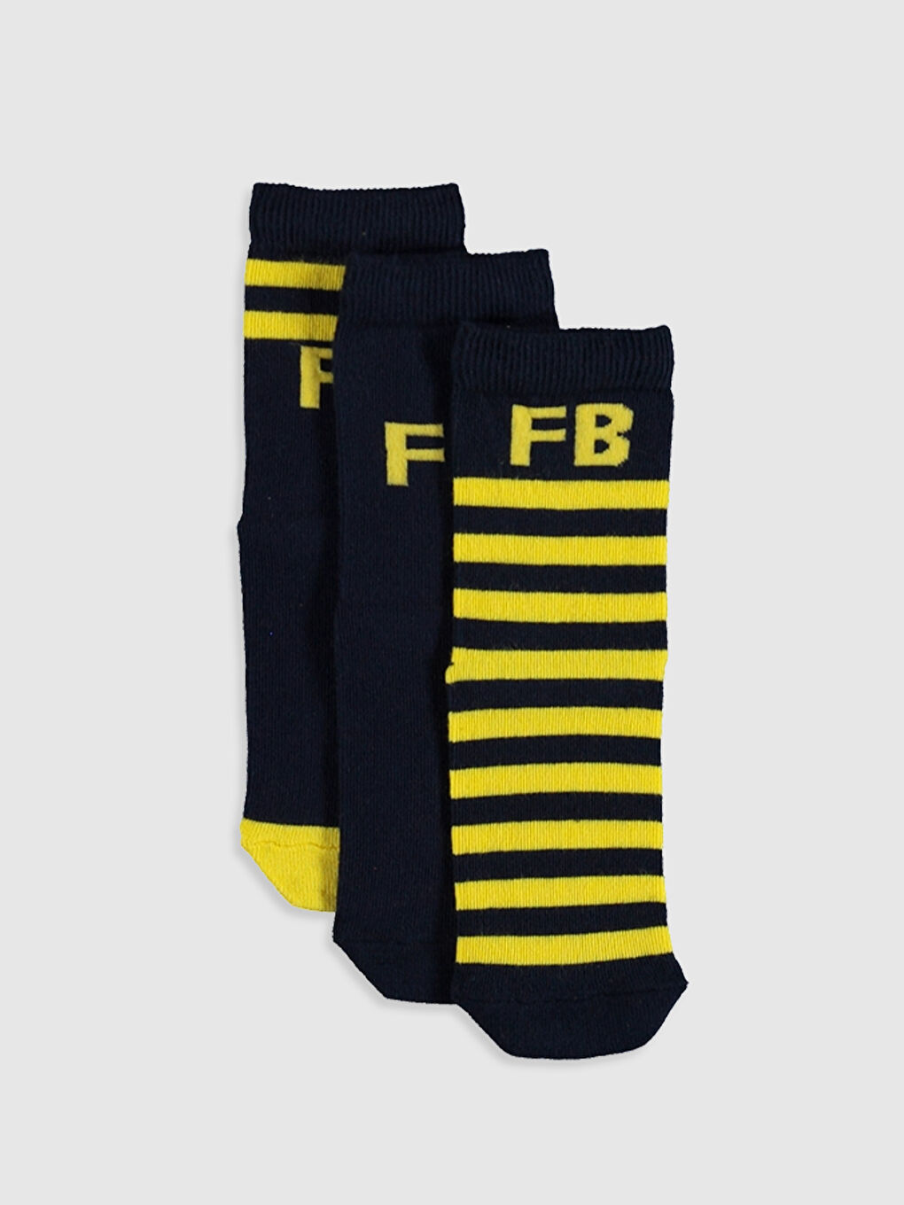 Karışık Fenerbahçe Baskılı Erkek Çocuk Taraftar Soket Çorap 3'lü