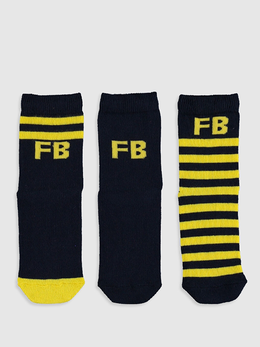 Karışık Fenerbahçe Baskılı Erkek Çocuk Taraftar Soket Çorap 3'lü-1