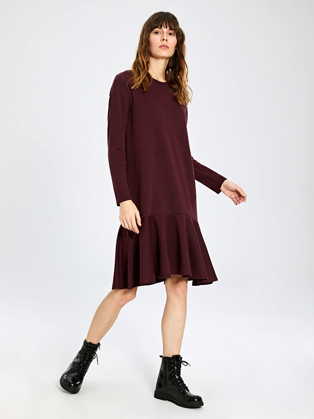 Ruffle Detailed Crew Neck Dress Mother and Daughter Matching-1