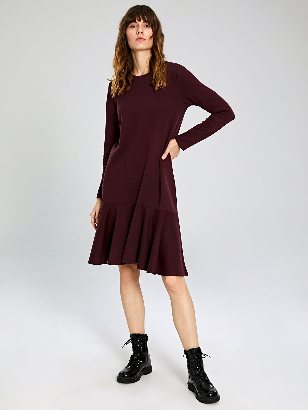Ruffle Detailed Crew Neck Dress Mother and Daughter Matching-2