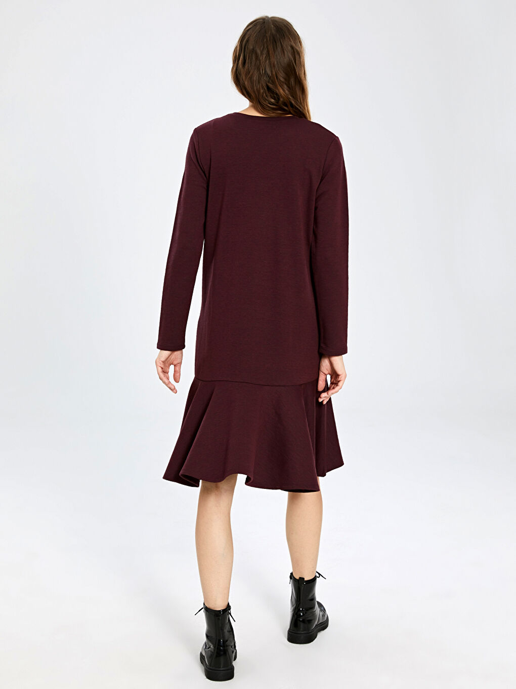 Ruffle Detailed Crew Neck Dress Mother and Daughter Matching-3