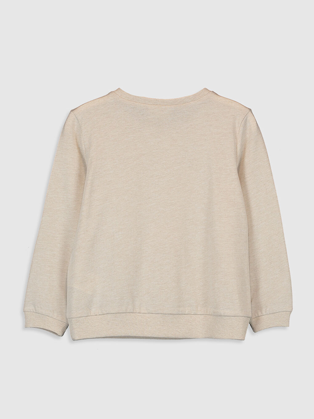 Ekru Bisiklet Yaka Uzun Kollu Kız Çocuk Tişört-1