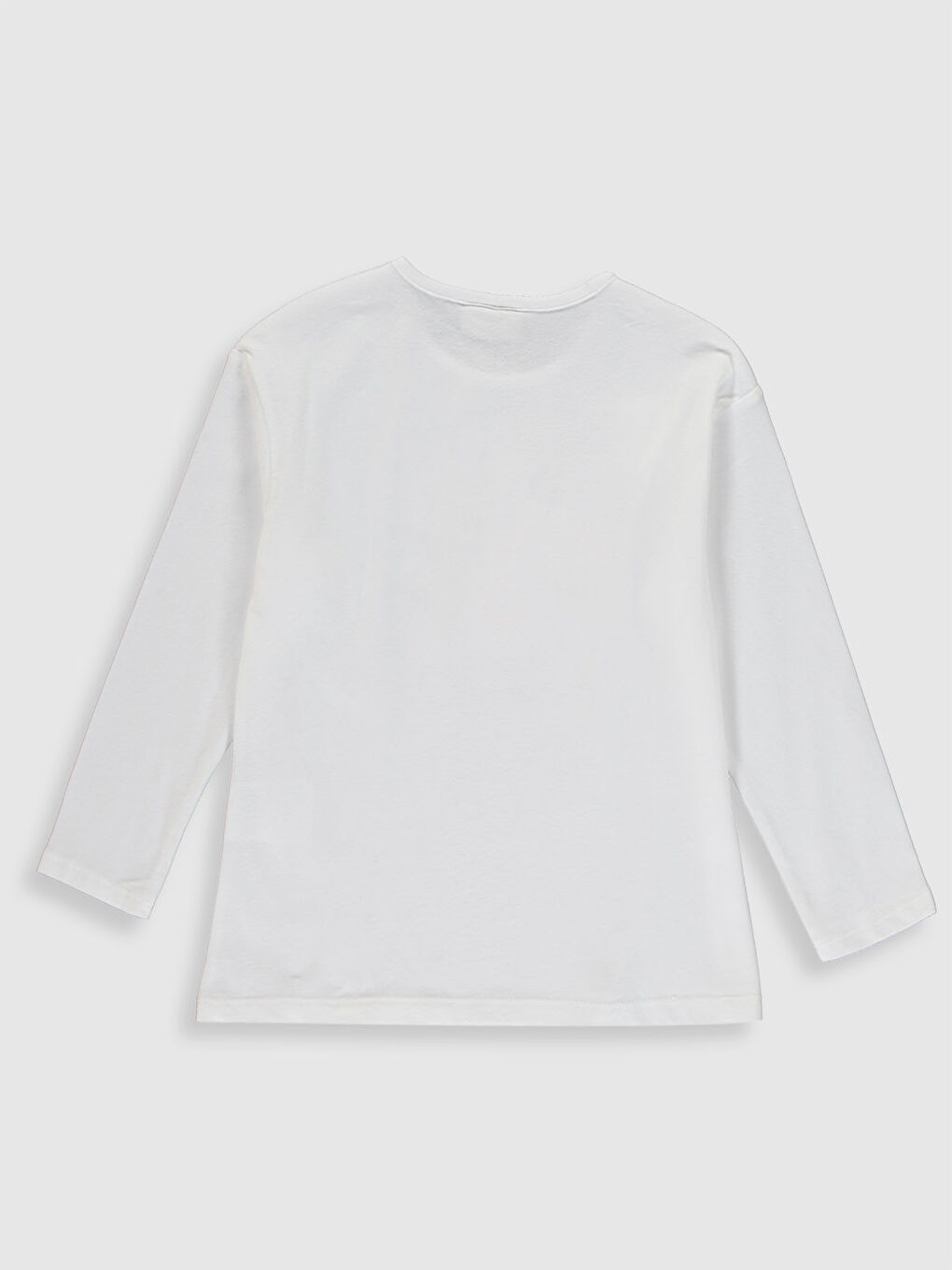 Beyaz Kız Çocuk Çift Yönlü Payetli Pamuklu Tişört-2