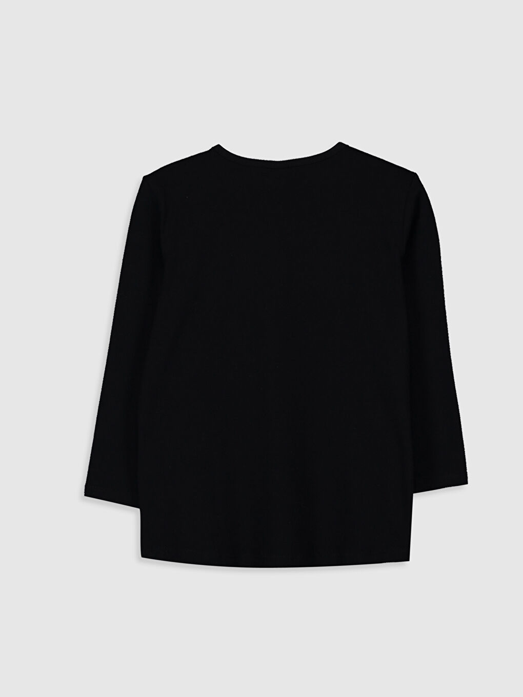 Siyah Bisiklet Yaka Uzun Kollu Kız Çocuk Tişört-1