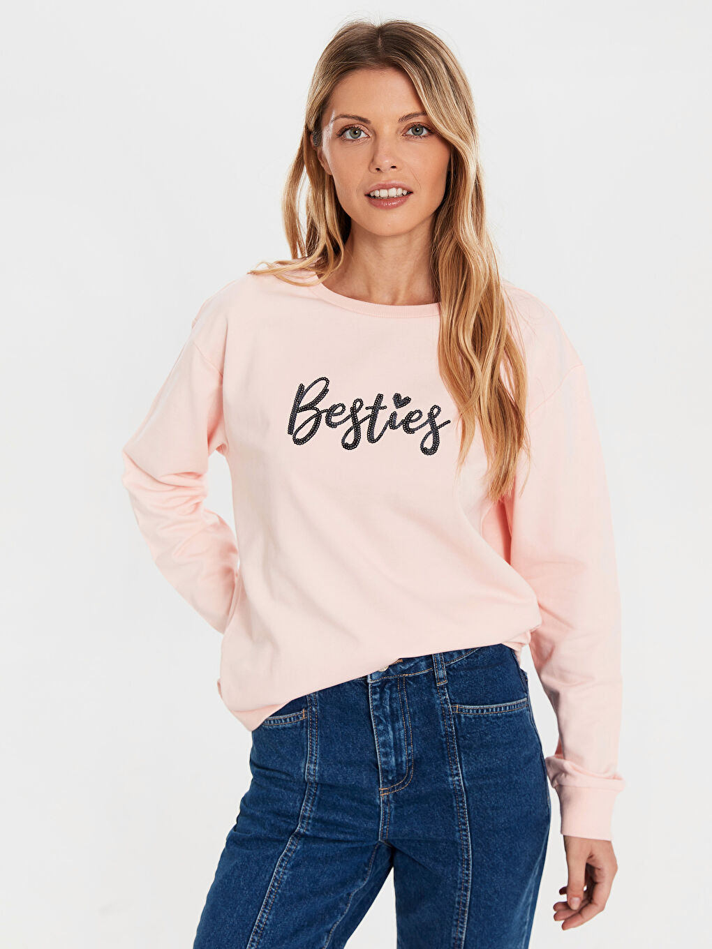 Letter Embroidered Sweatshirt Mother and Daughter Matching-1