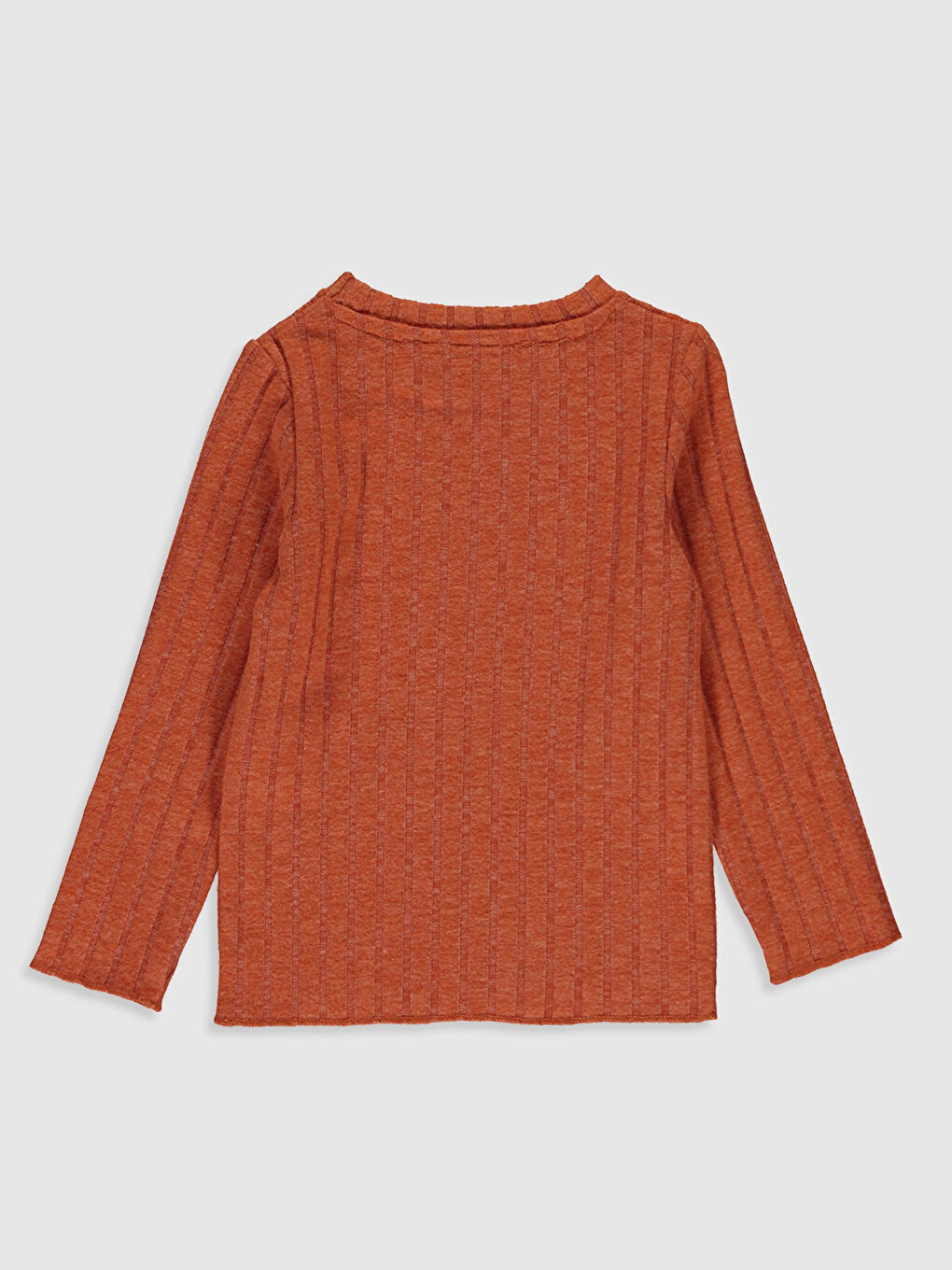 Turuncu Bisiklet Yaka Uzun Kollu Kız Çocuk Tişört-1