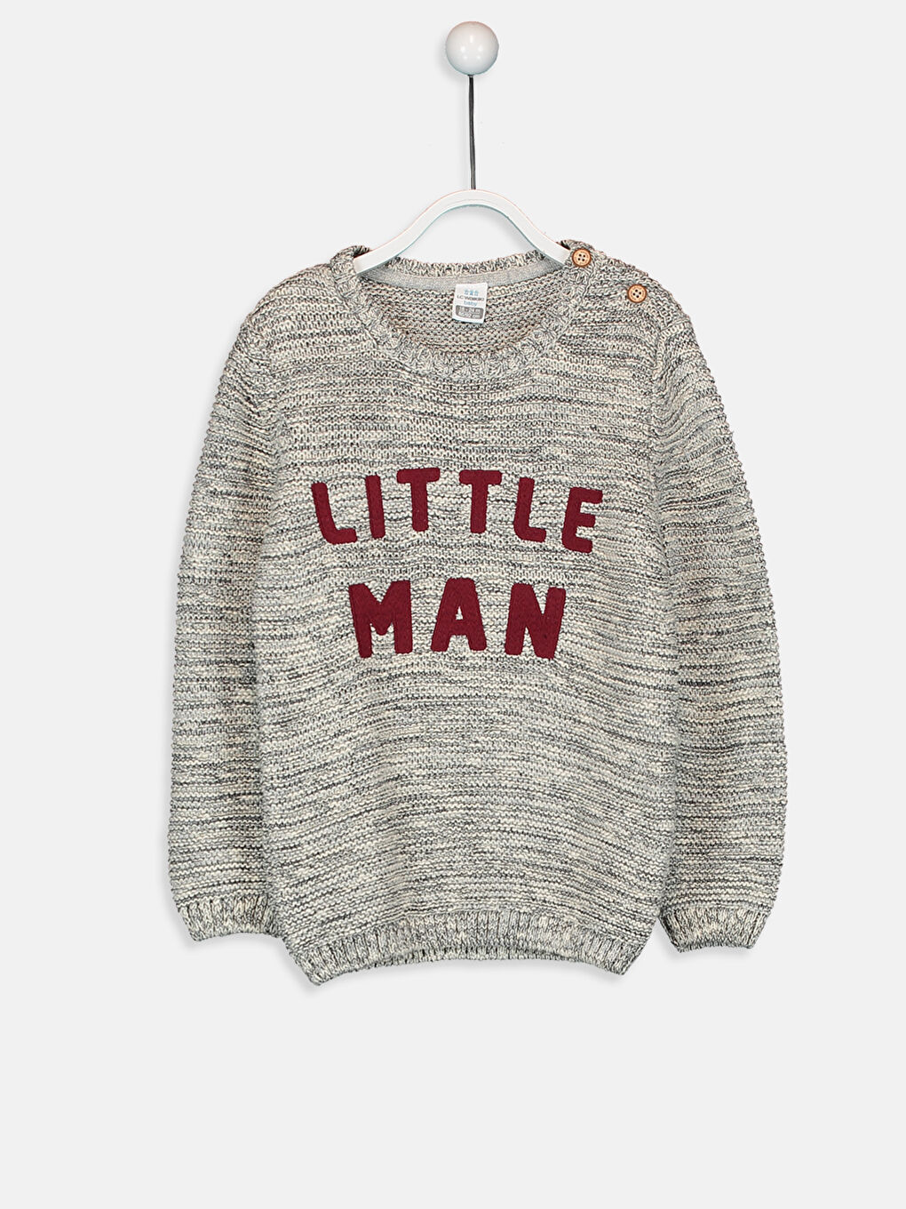 Ekru Bisiklet Yaka Uzun Kollu Baskılı Erkek Bebek Triko Kazak