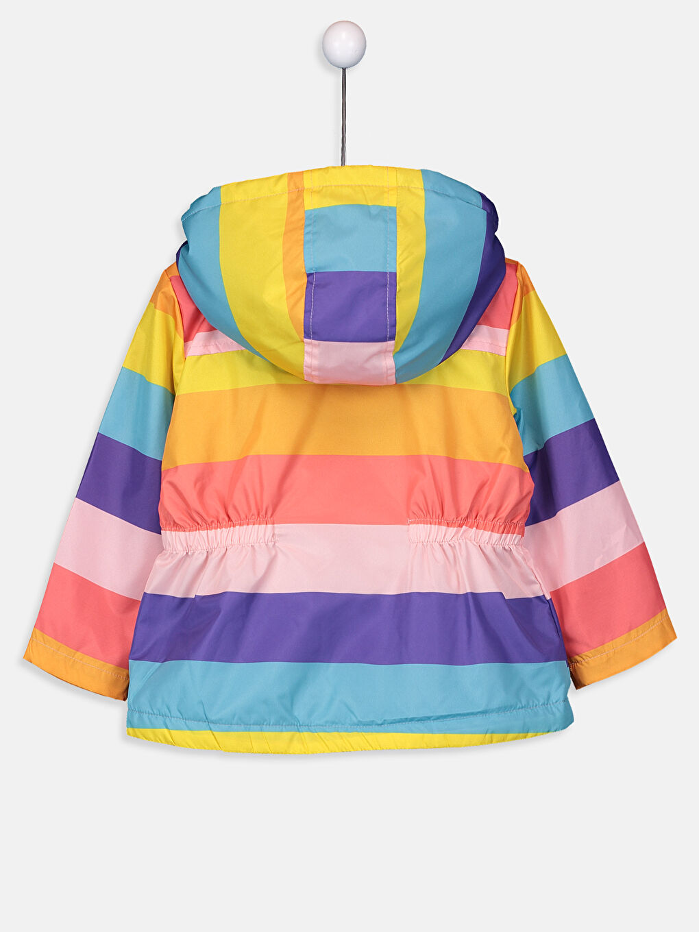 معطف بناتي رضيع كم طويل مخطط بكابوش-2