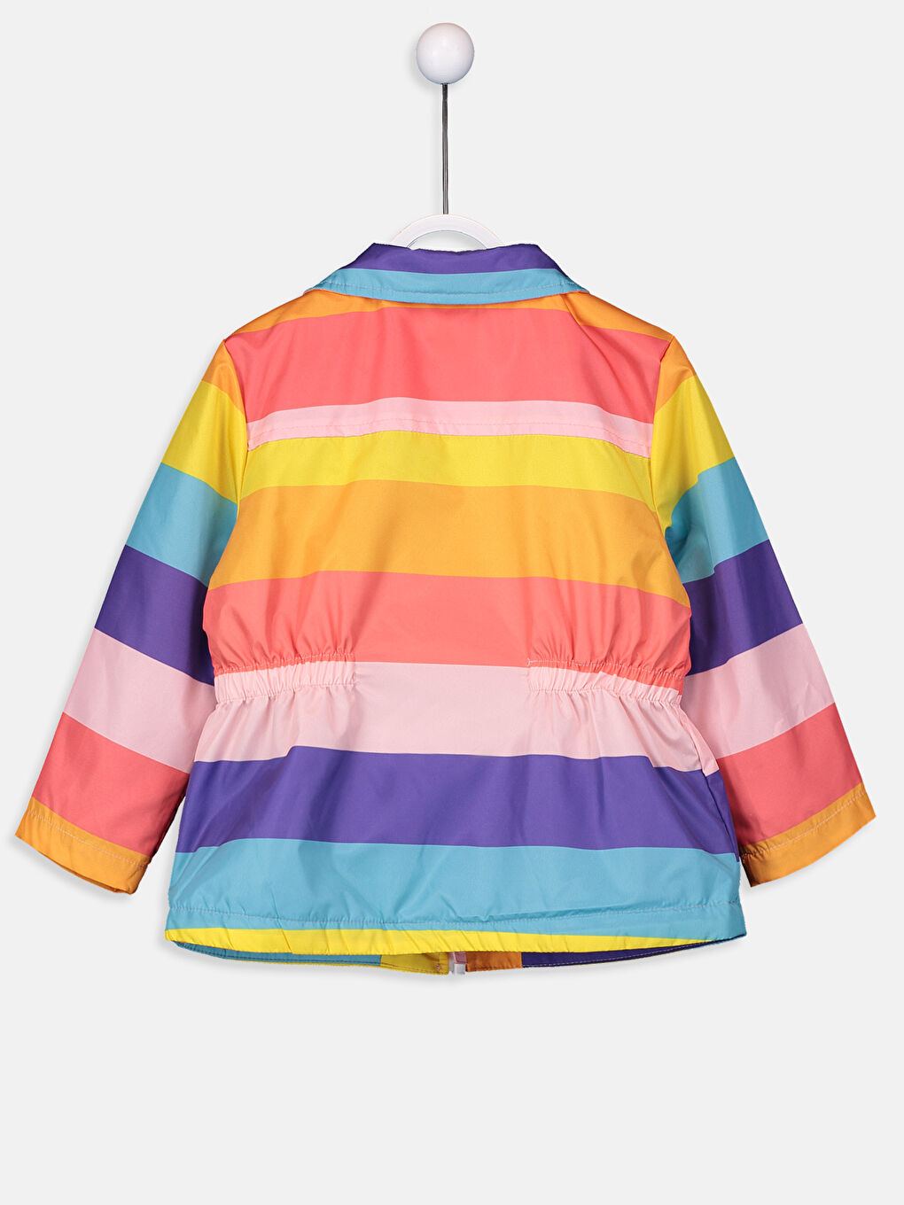 معطف بناتي رضيع كم طويل مخطط بكابوش-3