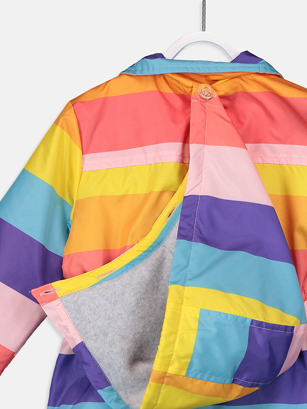 معطف بناتي رضيع كم طويل مخطط بكابوش-4