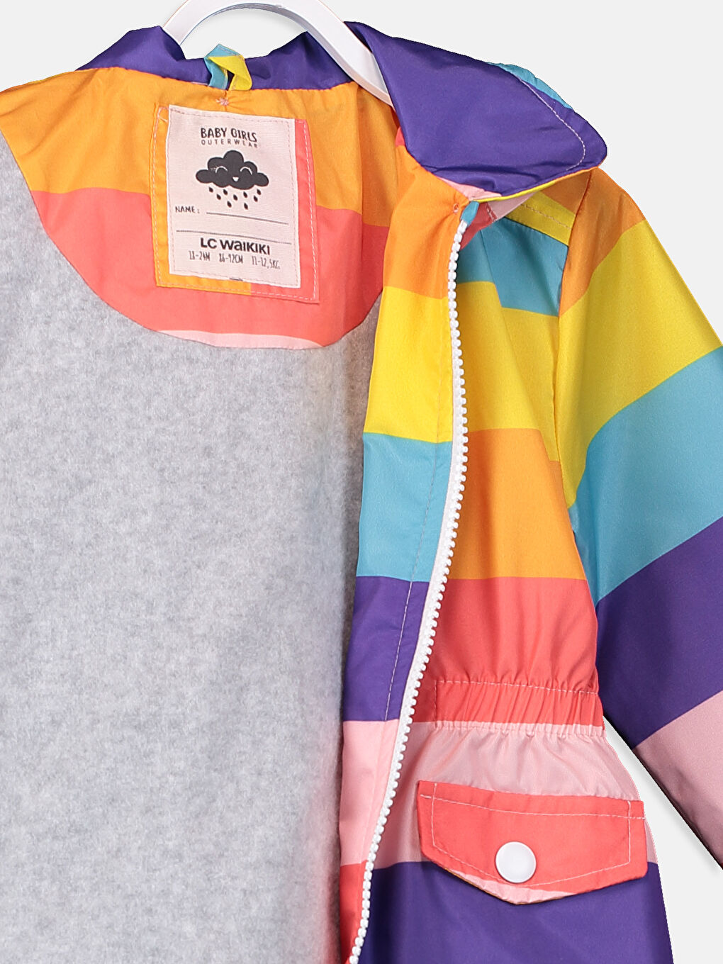 معطف بناتي رضيع كم طويل مخطط بكابوش-5