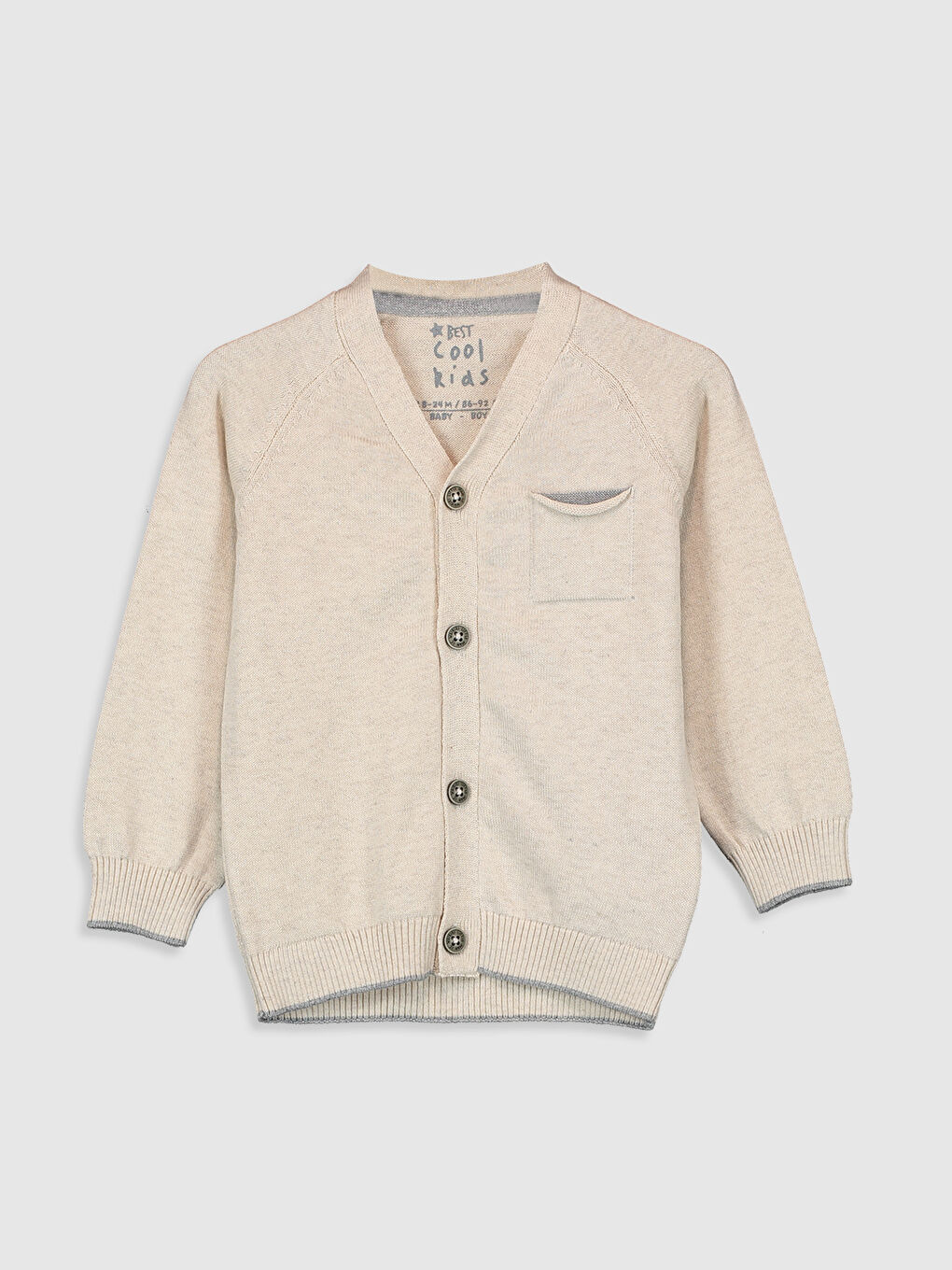 Beyaz V Yaka Erkek Bebek Hırka