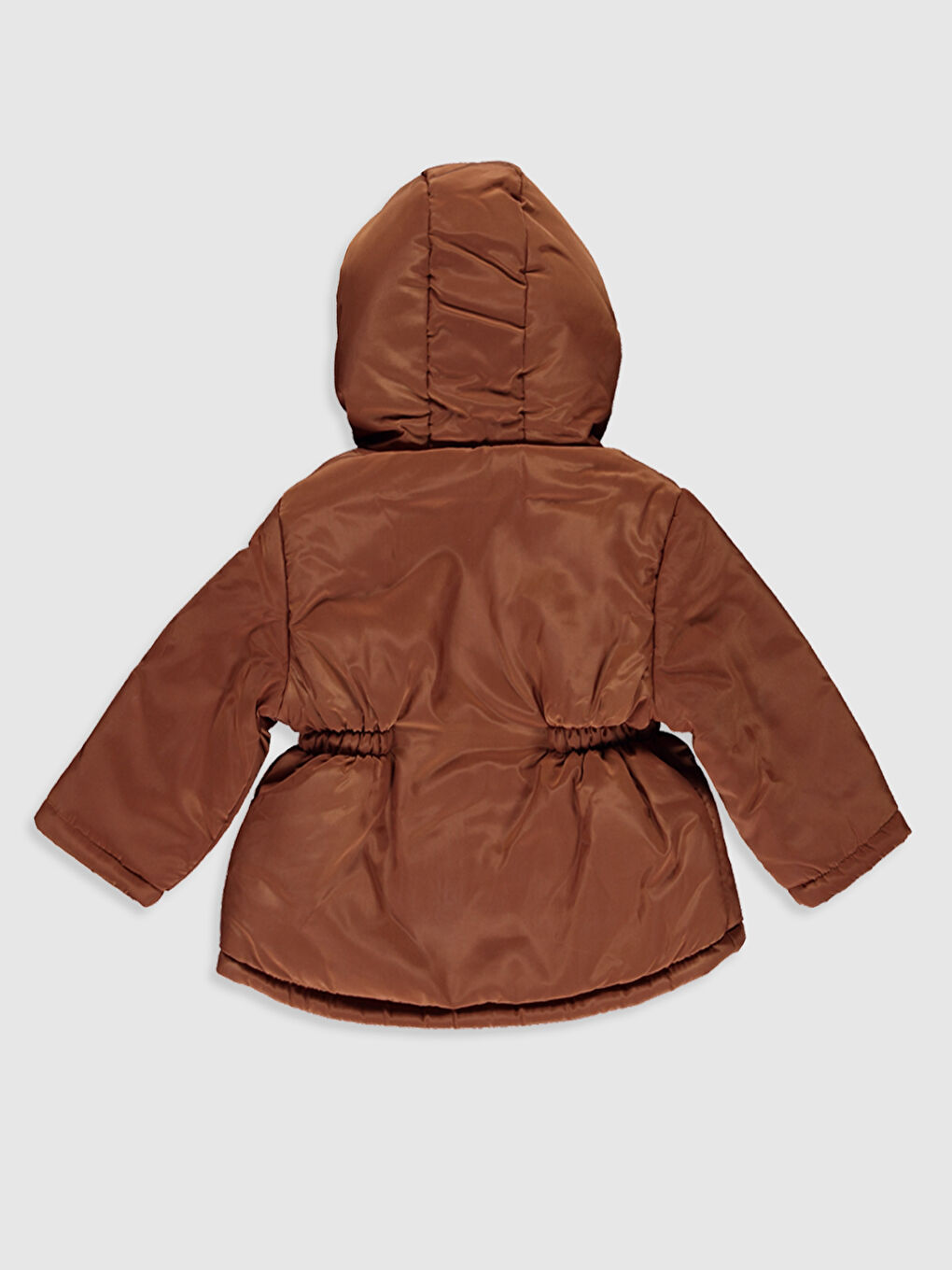 Kahverengi Kız Bebek Kapüşonlu Fermuarlı Mont-1