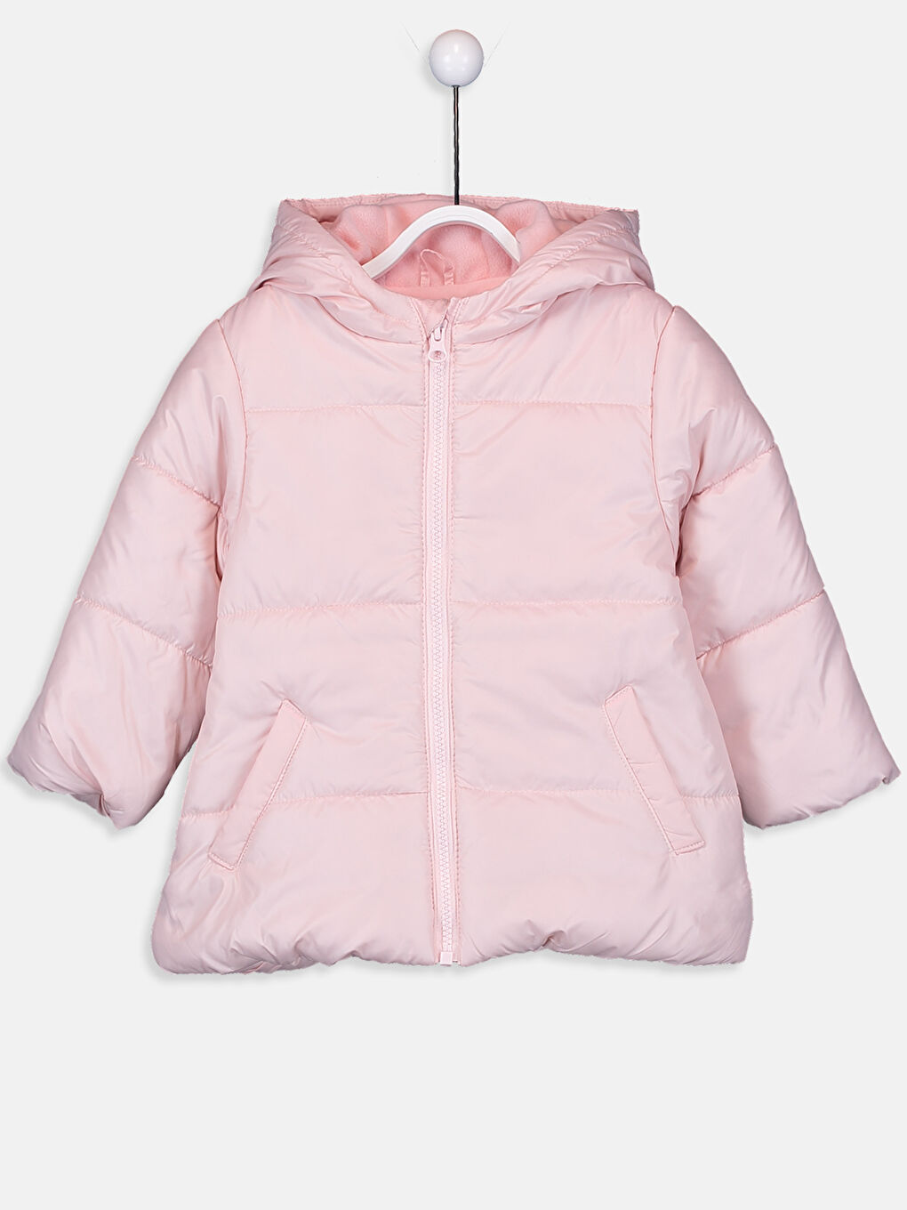 Baby Girl's Zip-Down Short Coat with Hood