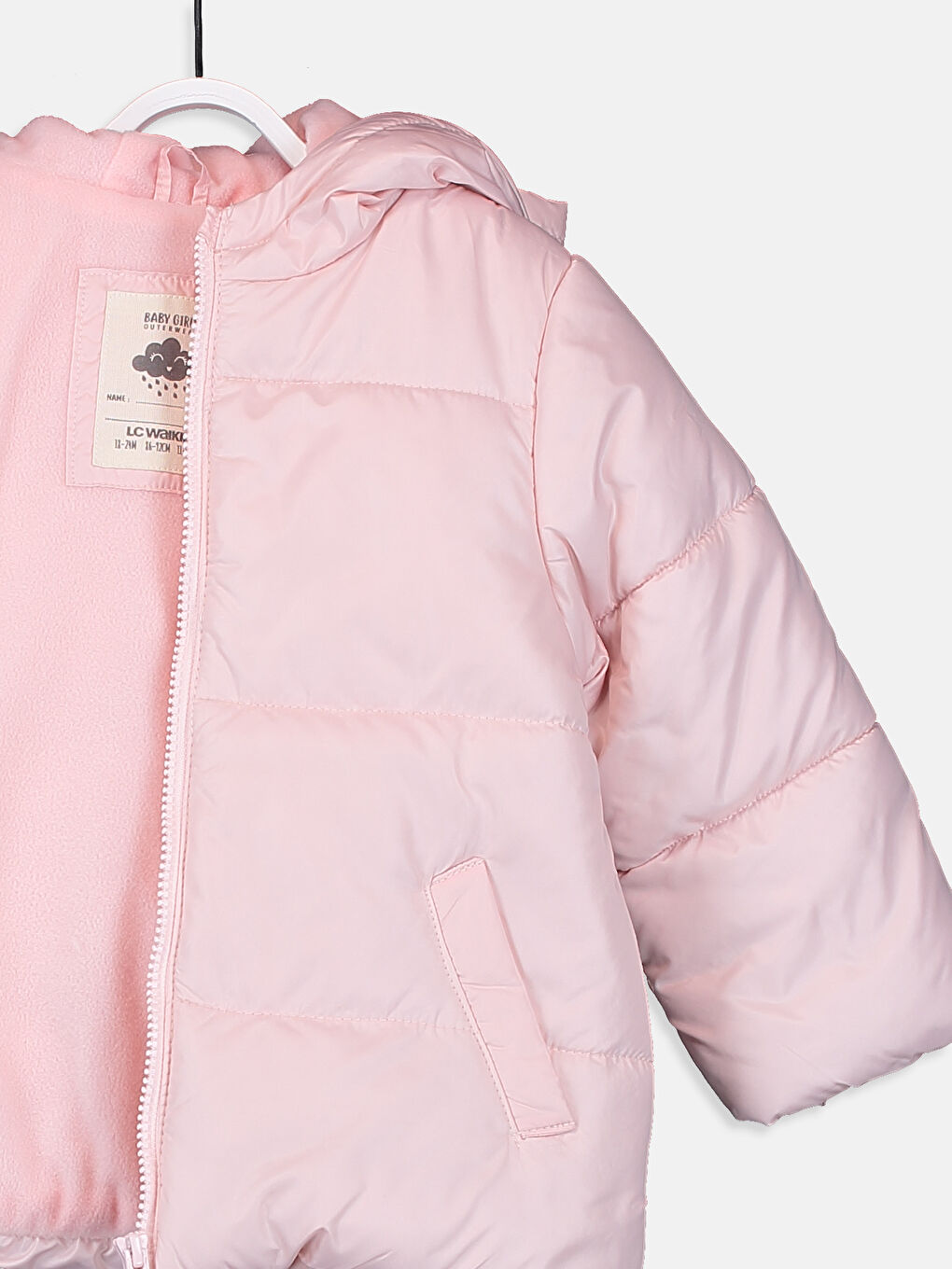 Baby Girl's Zip-Down Short Coat with Hood-2