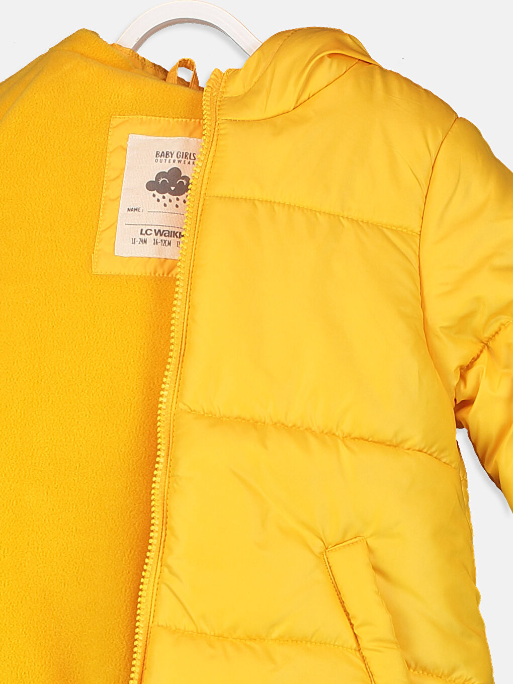 Sarı Kız Bebek Kapüşonlu Fermuarlı Mont-2