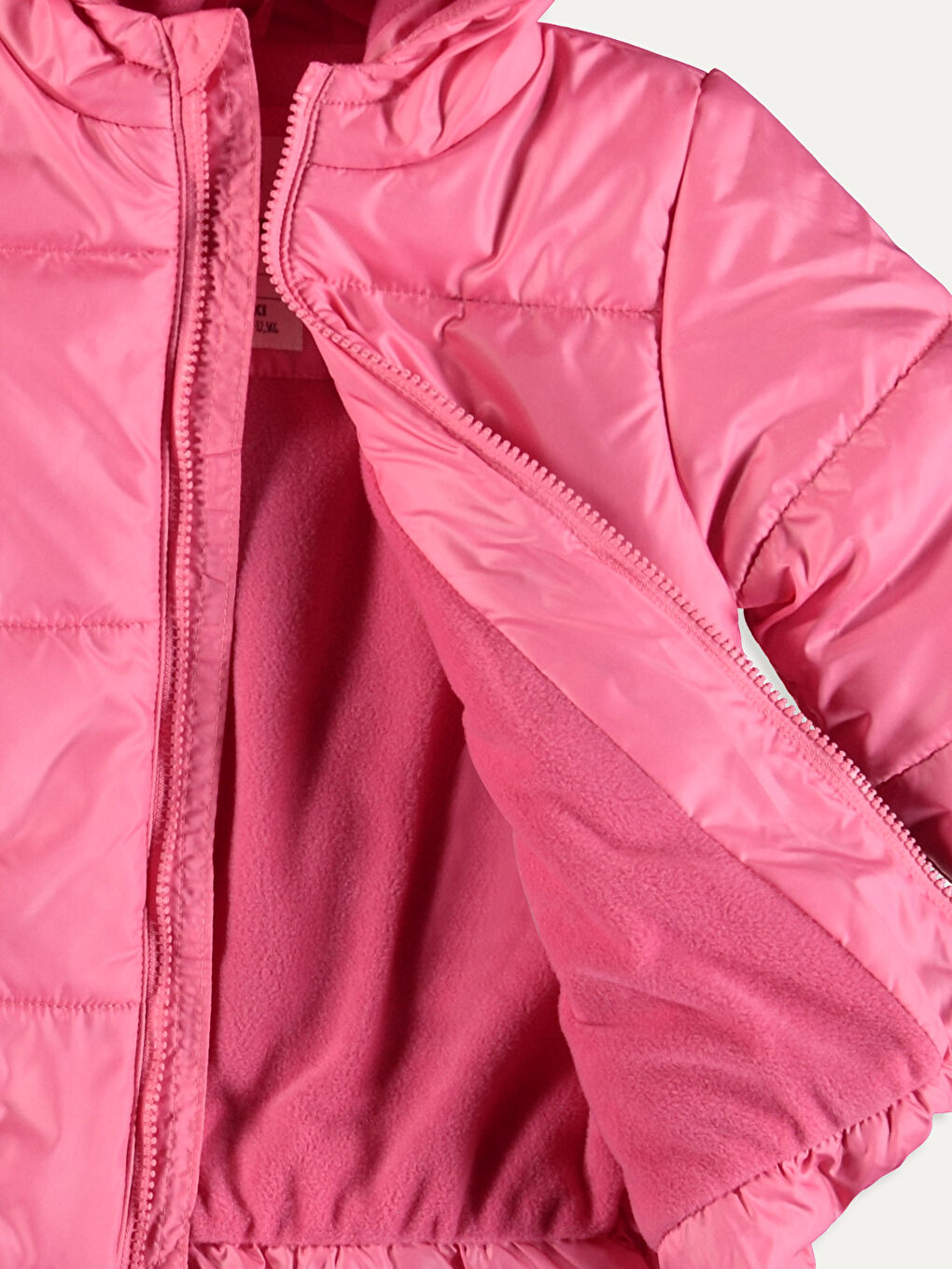 Pembe Kız Bebek Kapüşonlu Fermuarlı Mont-2