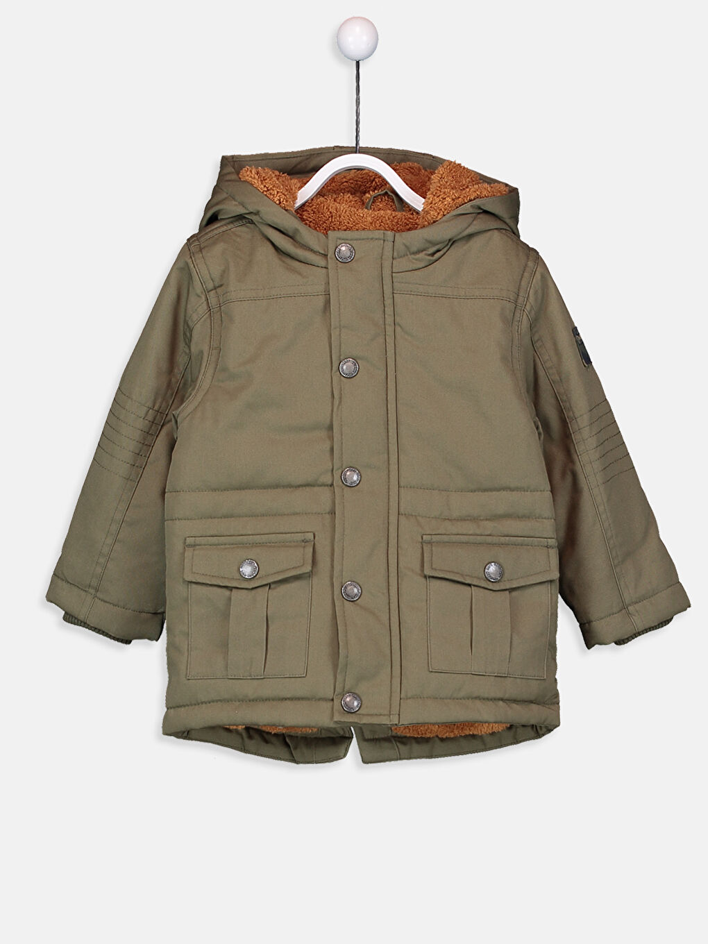 Haki Kapüşonlu Uzun Kollu Basic Kalın Erkek Bebek Kaban