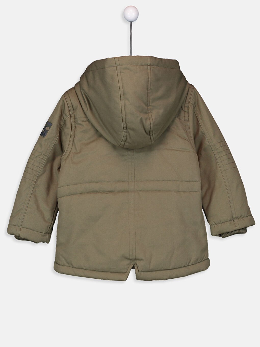 Haki Kapüşonlu Uzun Kollu Basic Kalın Erkek Bebek Kaban-1