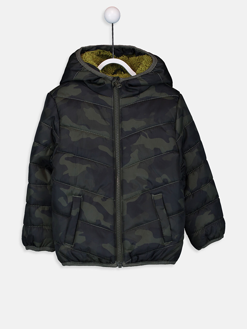 Yeşil Kapüşonlu Uzun Kollu Erkek Bebek Kaban