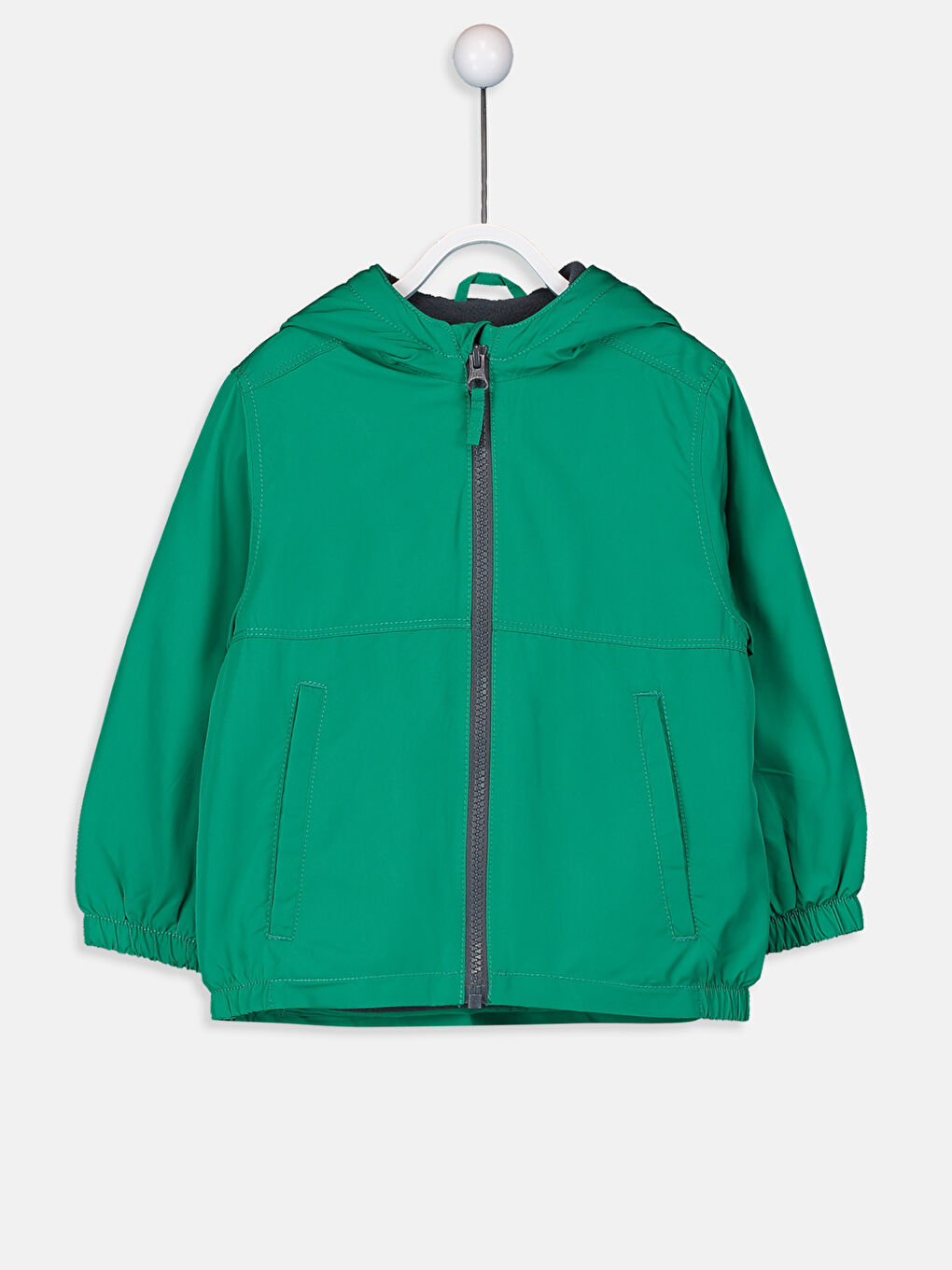 Yeşil Kapüşonlu Uzun Kollu Erkek Bebek Mont