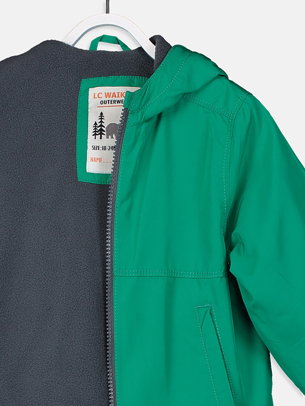 Yeşil Kapüşonlu Uzun Kollu Erkek Bebek Mont-2