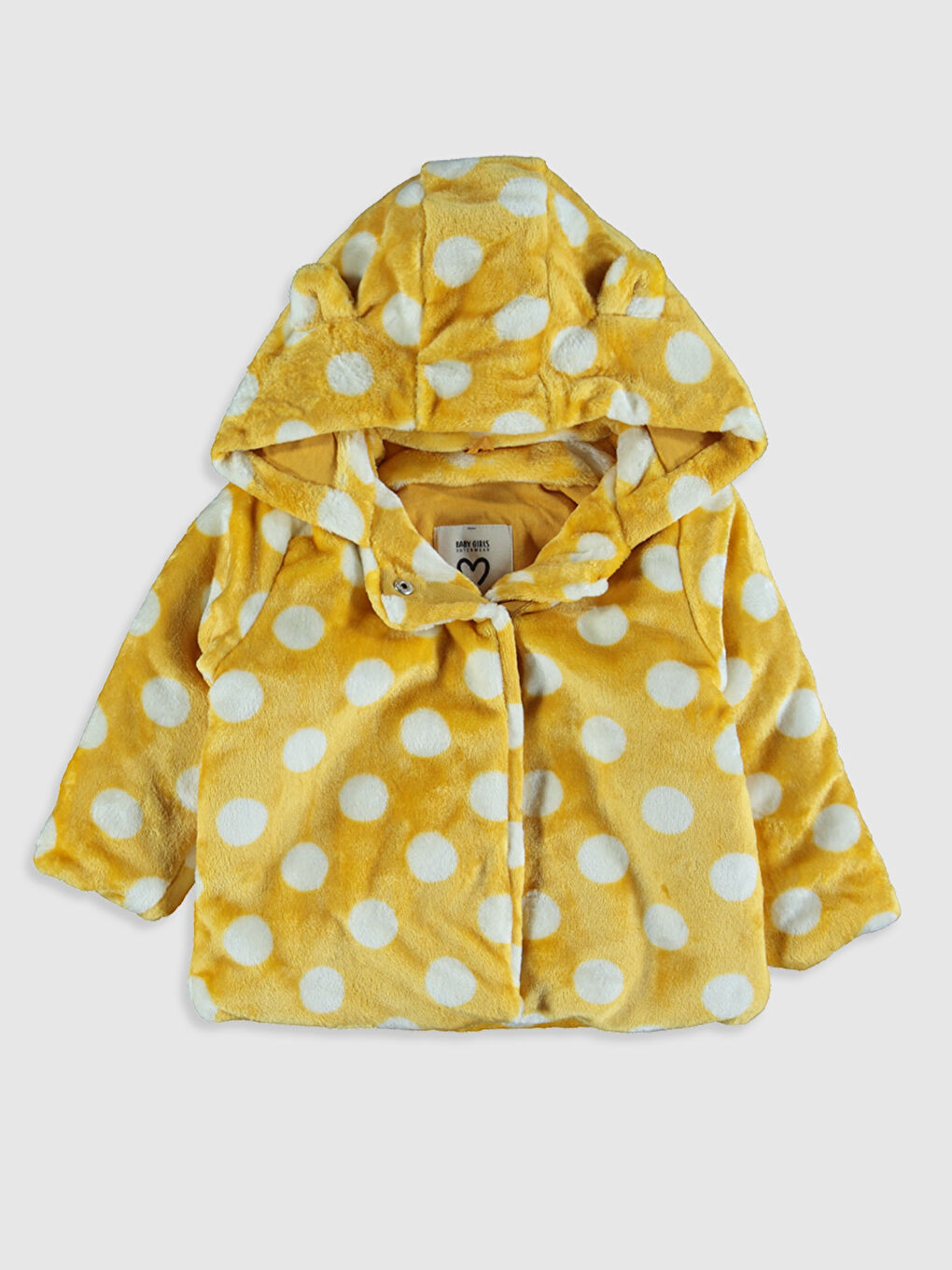 معطف فرو مطبوع بكابوش وكم طويل لبنات رضع