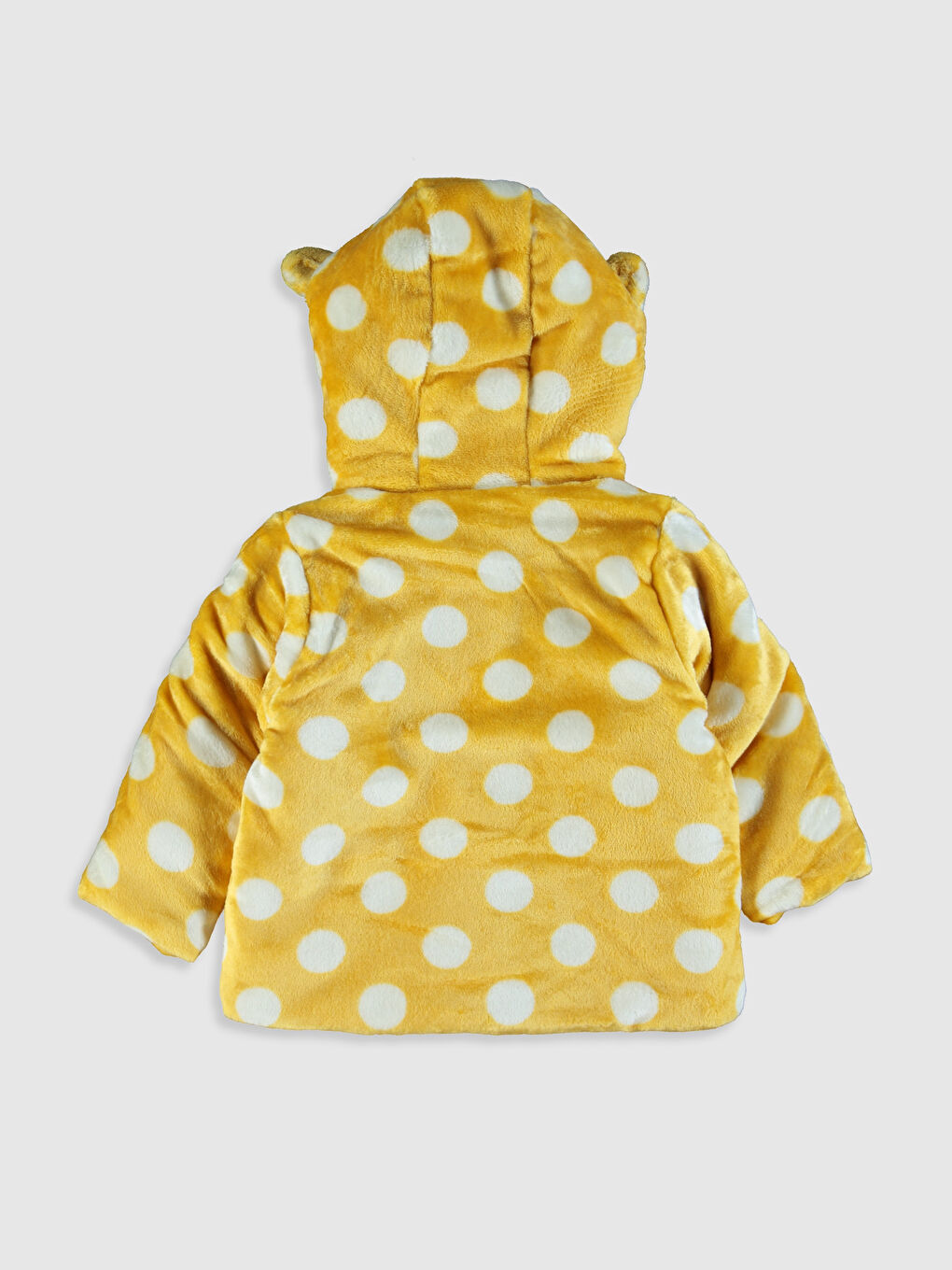 معطف فرو مطبوع بكابوش وكم طويل لبنات رضع-1