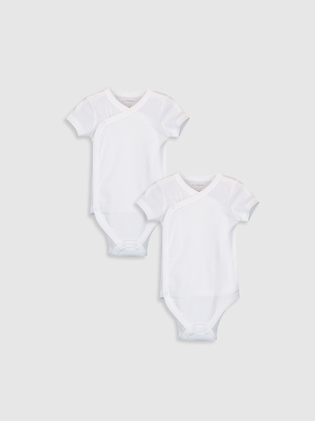 Beyaz Bisiklet Yaka Kız Bebek Çıtçıtlı Bodysuit