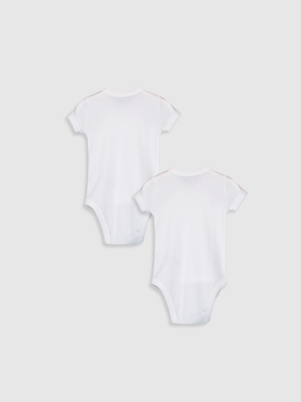 Beyaz Bisiklet Yaka Kız Bebek Çıtçıtlı Bodysuit-1