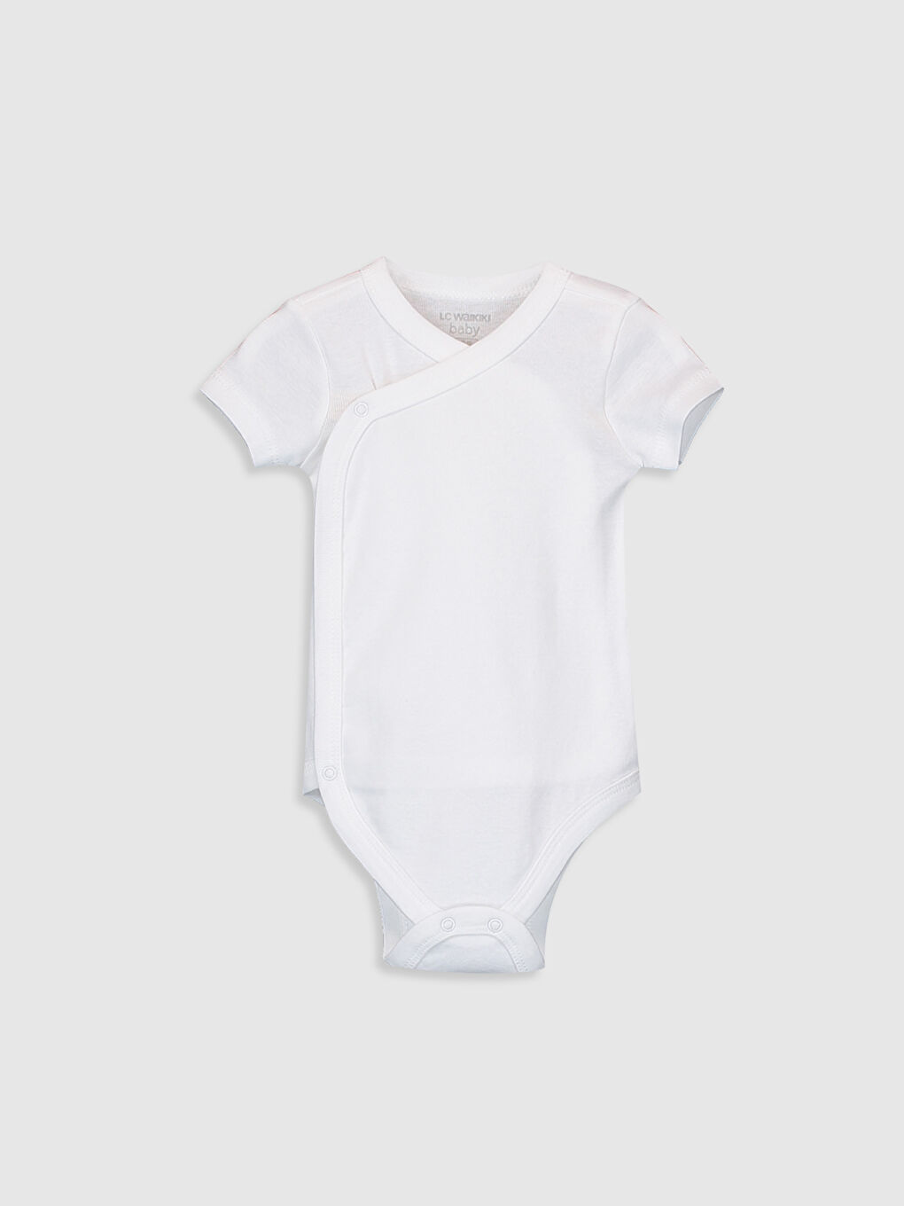 Beyaz Bisiklet Yaka Kız Bebek Çıtçıtlı Bodysuit-2
