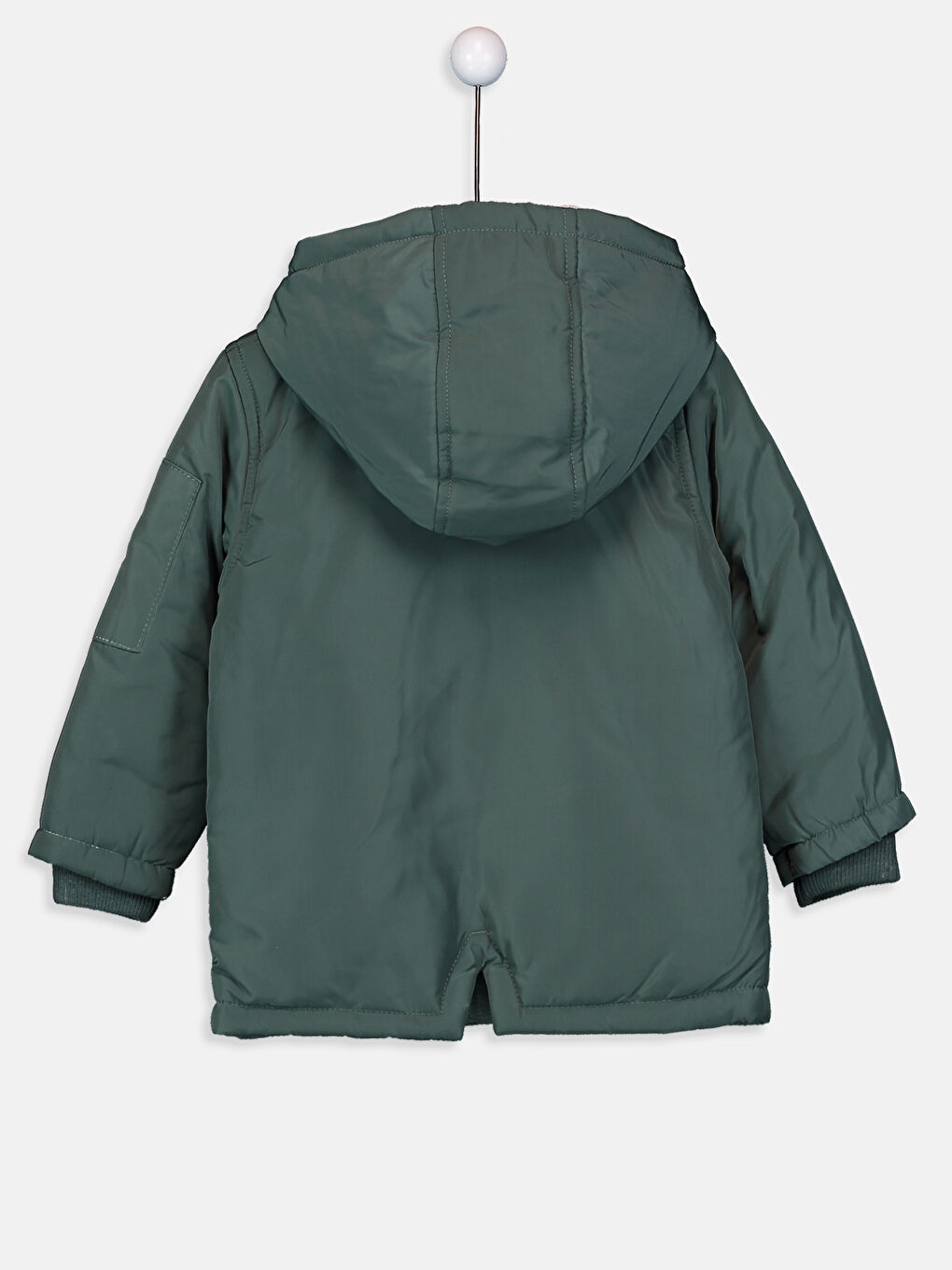 Yeşil Kapüşonlu Uzun Kollu Basic Kalın Erkek Bebek Kaban-1