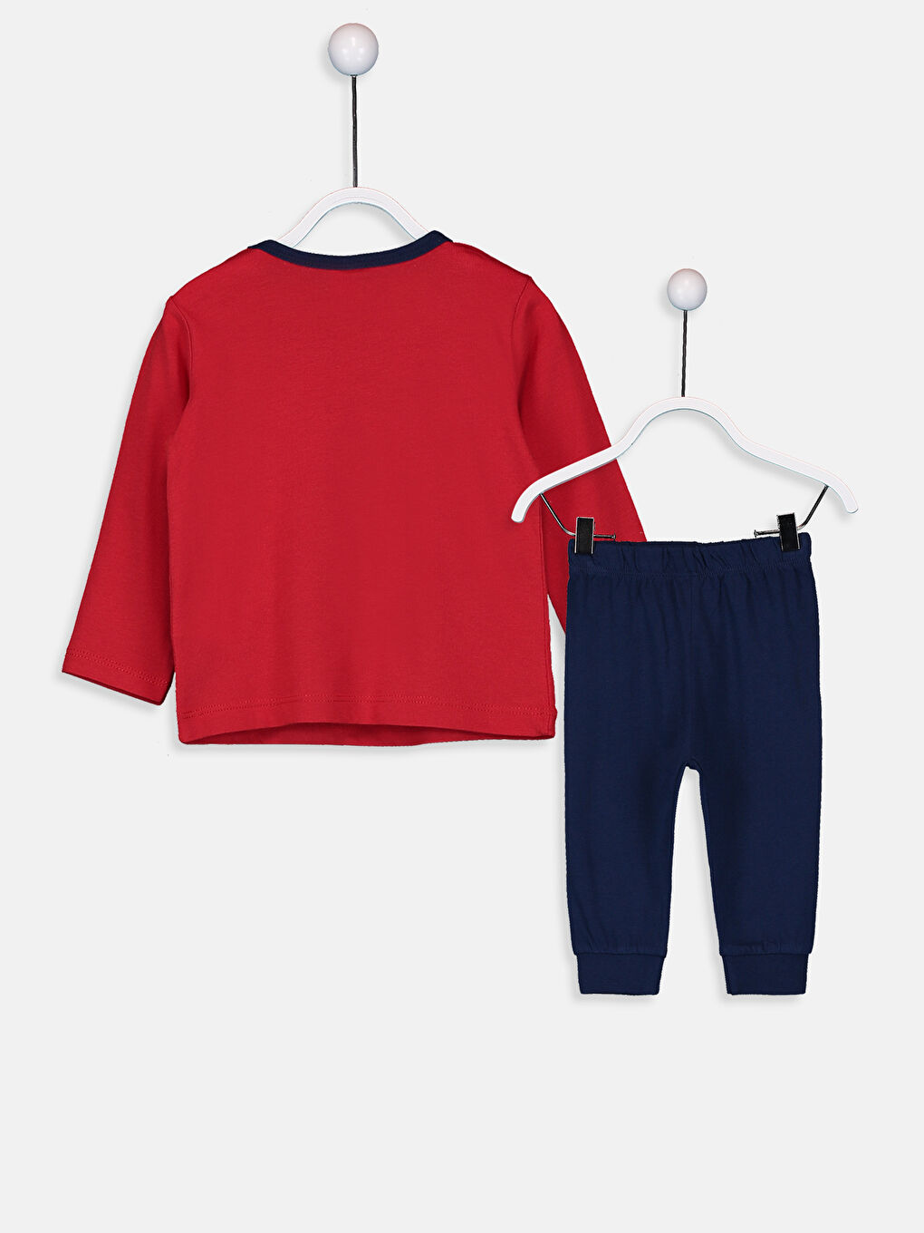 Kırmızı Erkek Bebek Baskılı Pamuklu Pijama Takımı-1