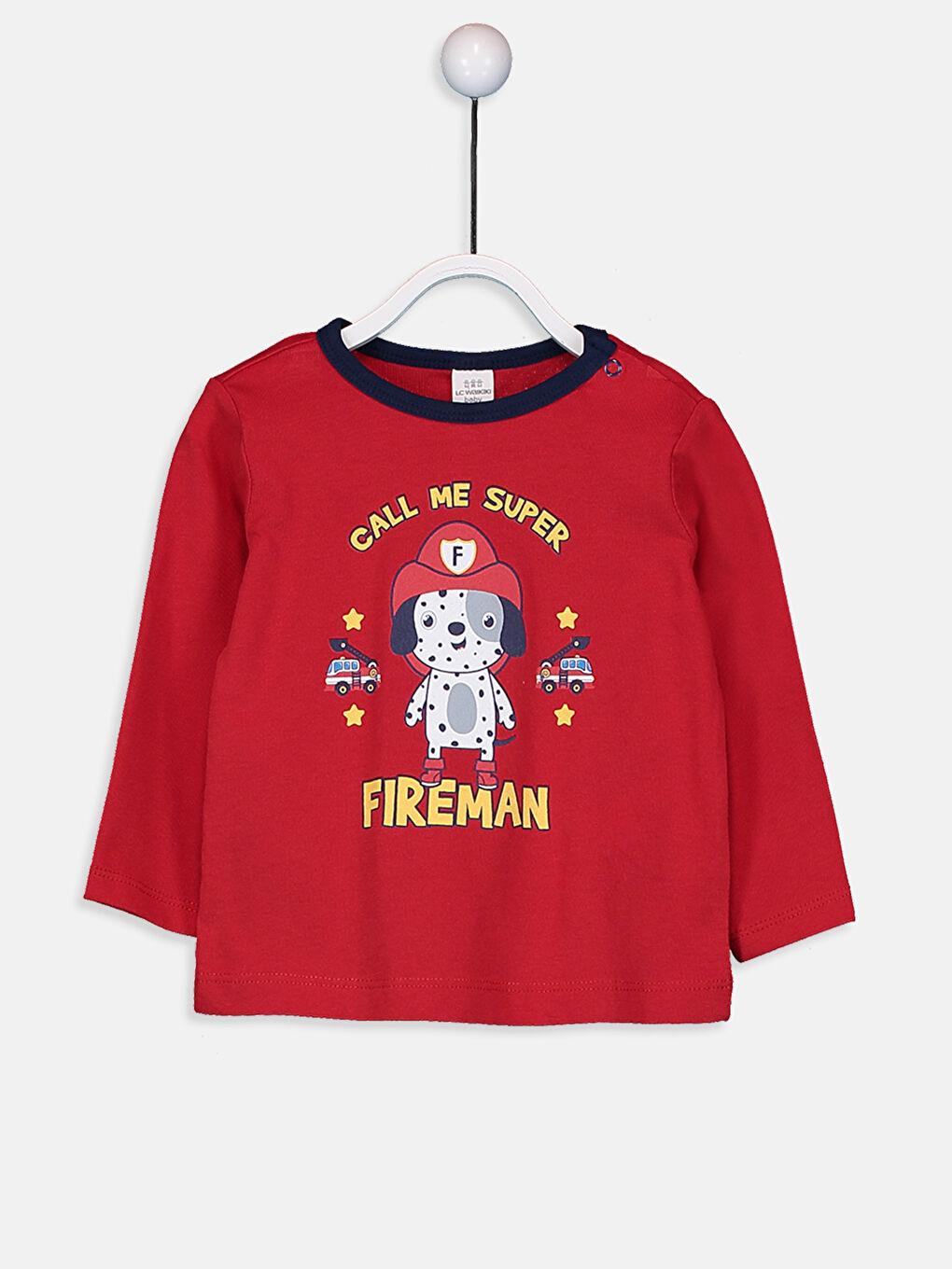 Kırmızı Erkek Bebek Baskılı Pamuklu Pijama Takımı-2