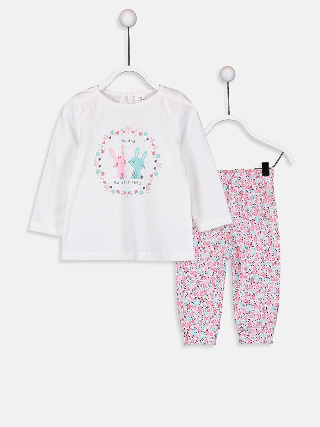 Baby Girl's Figured Cotton Pyjamas Set