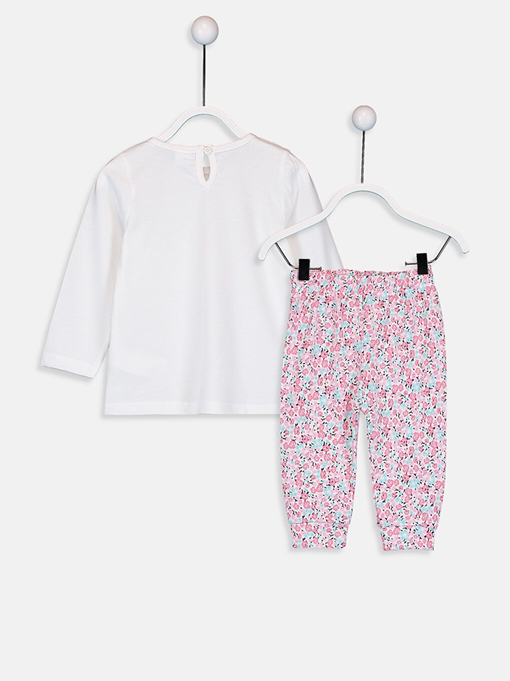 Baby Girl's Figured Cotton Pyjamas Set-1