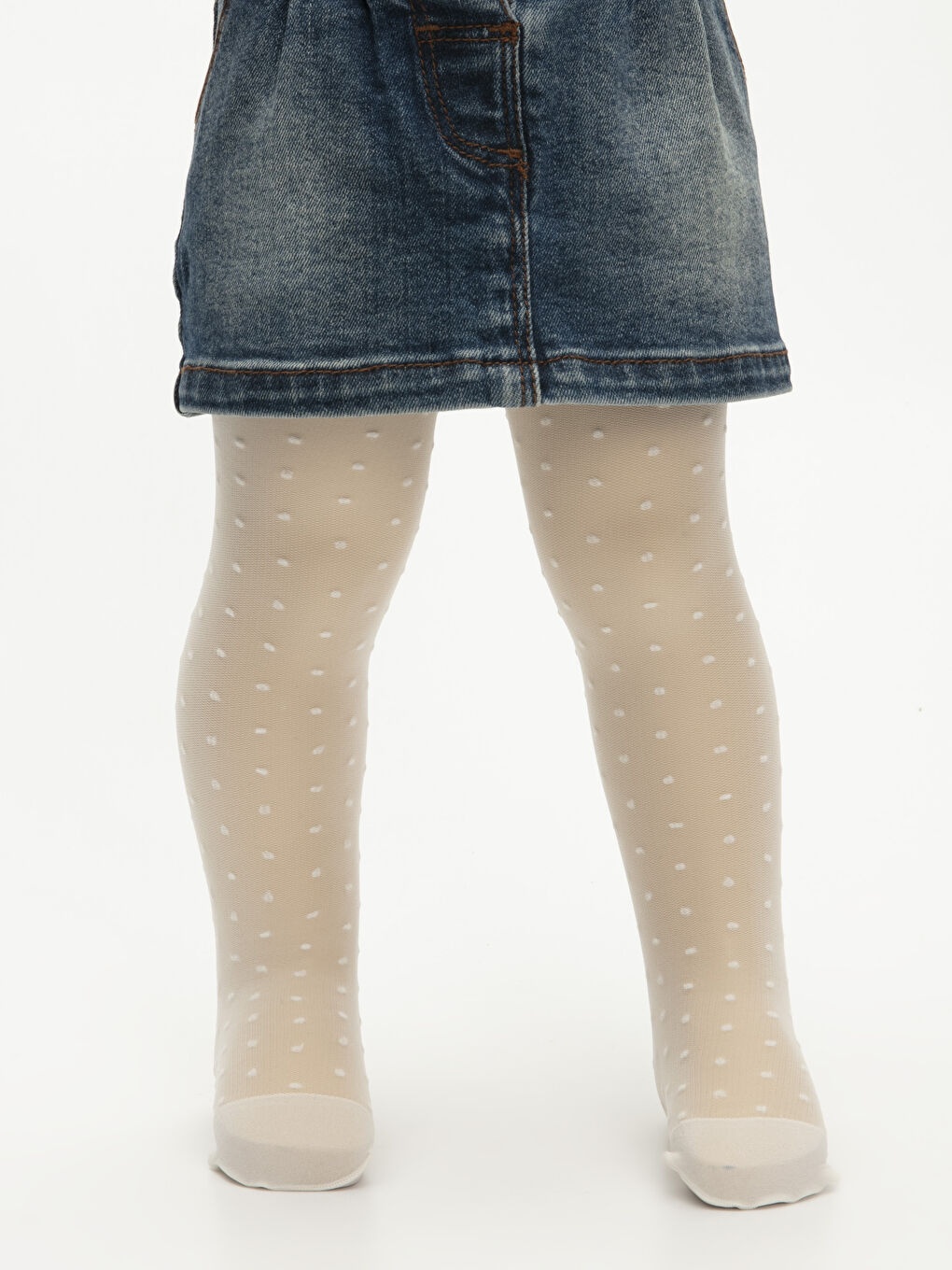 Beyaz Kız Bebek Külotlu Çorap-2