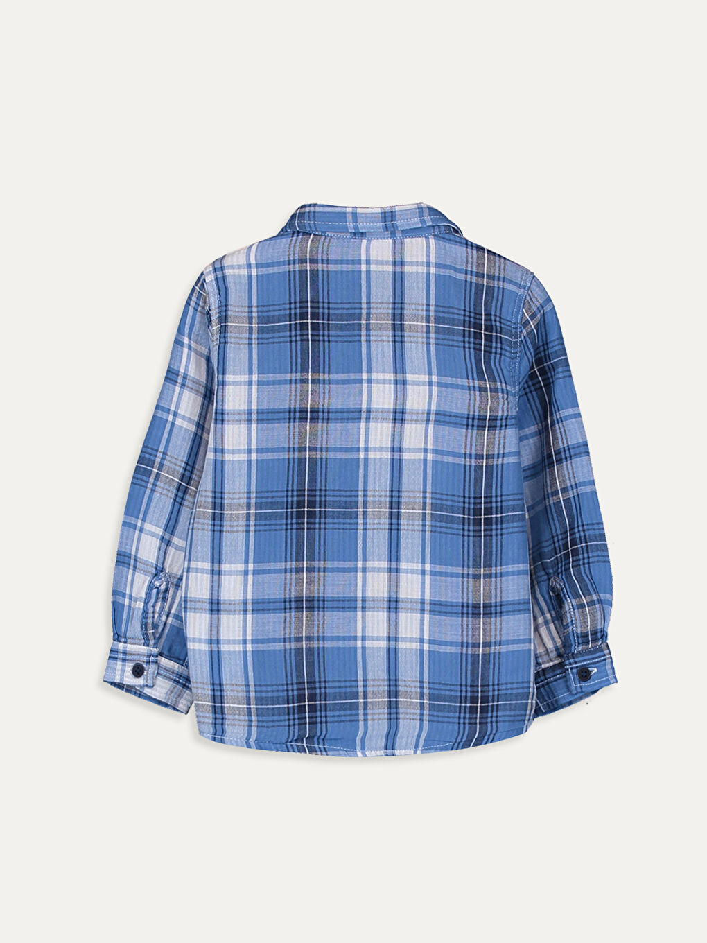 Mavi Uzun Kollu Erkek Bebek Gömlek-1