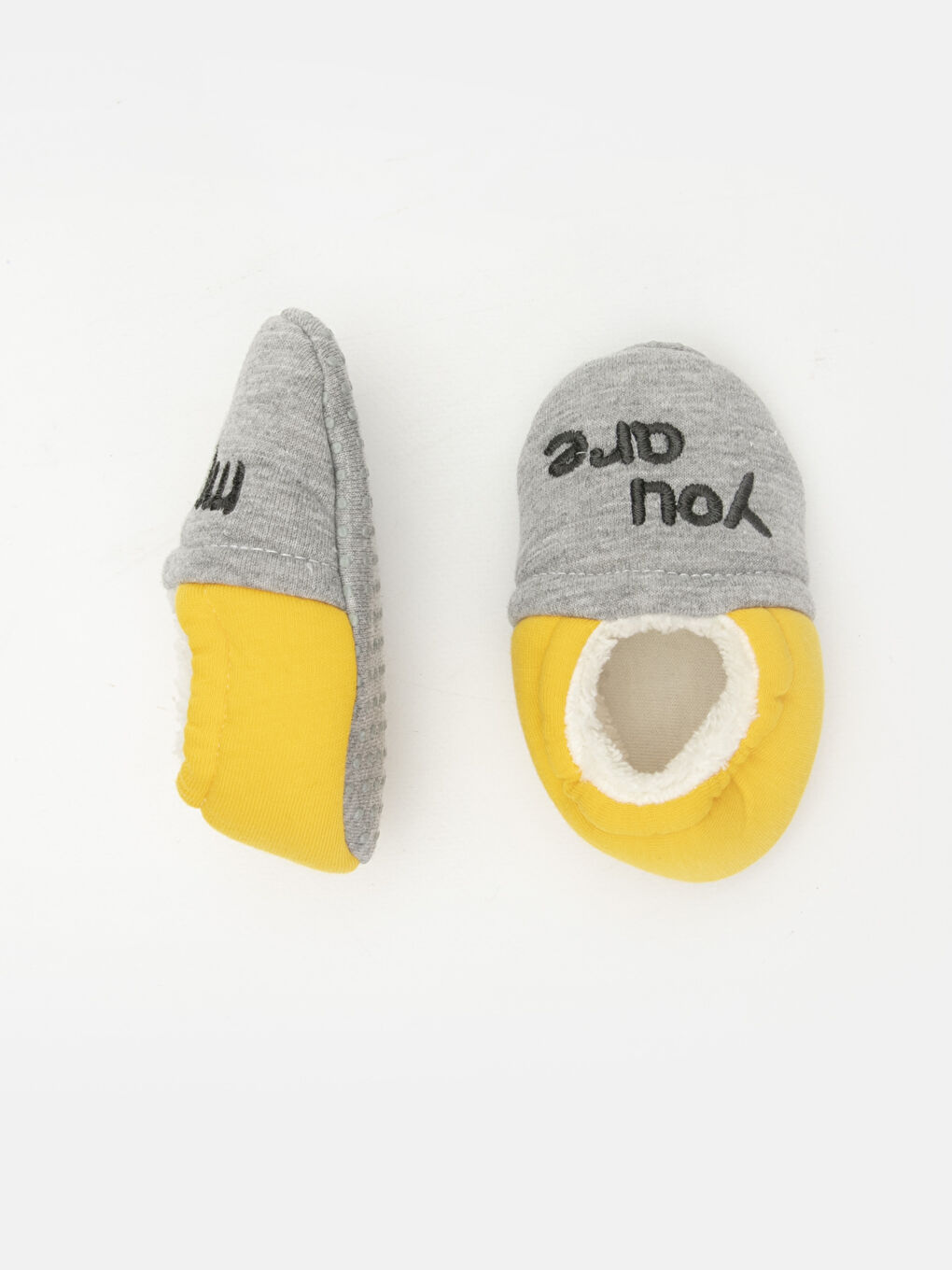 Gri Erkek Bebek Yürüme Öncesi Ev Ayakkabısı-1