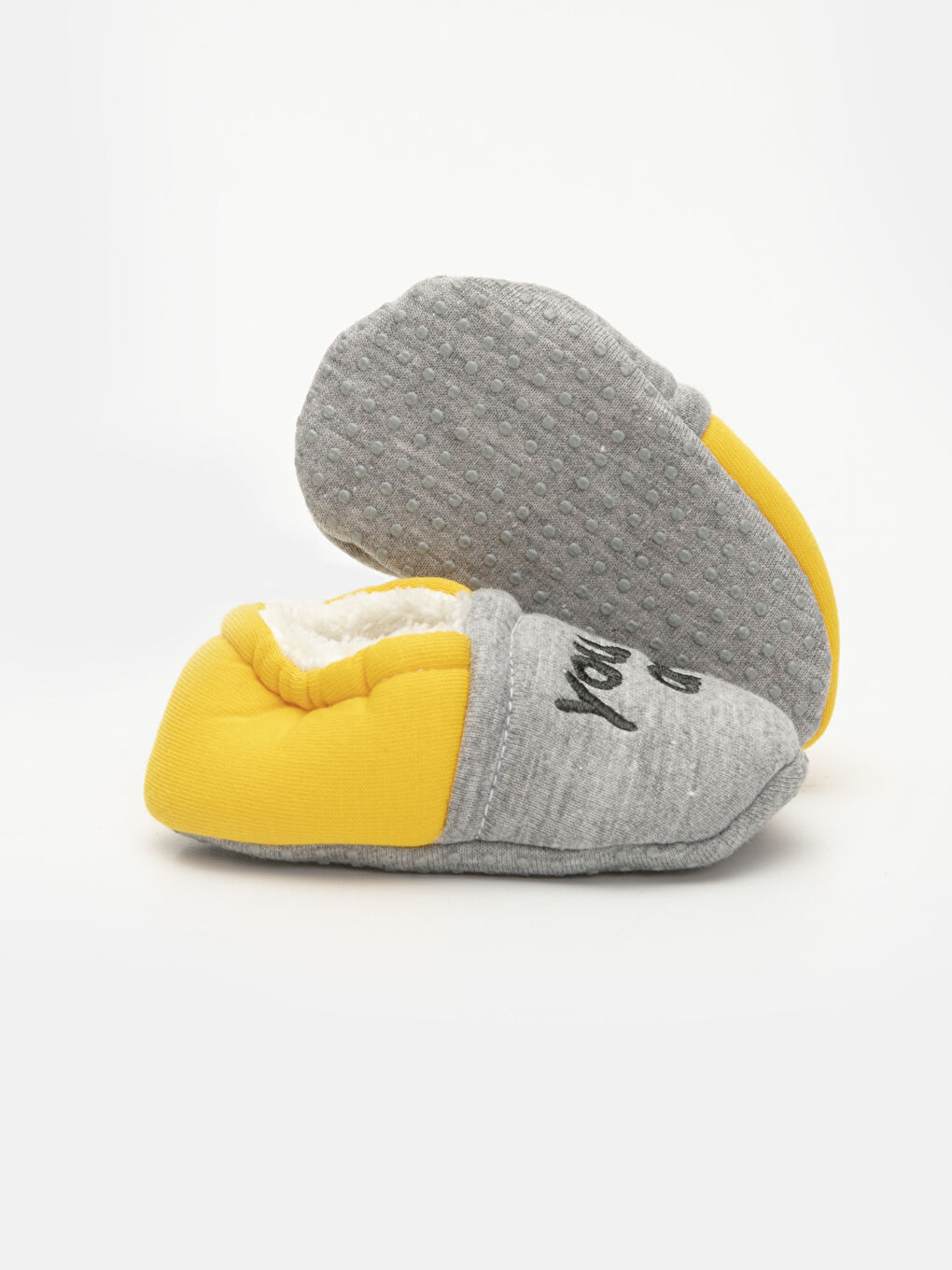 Gri Erkek Bebek Yürüme Öncesi Ev Ayakkabısı-2