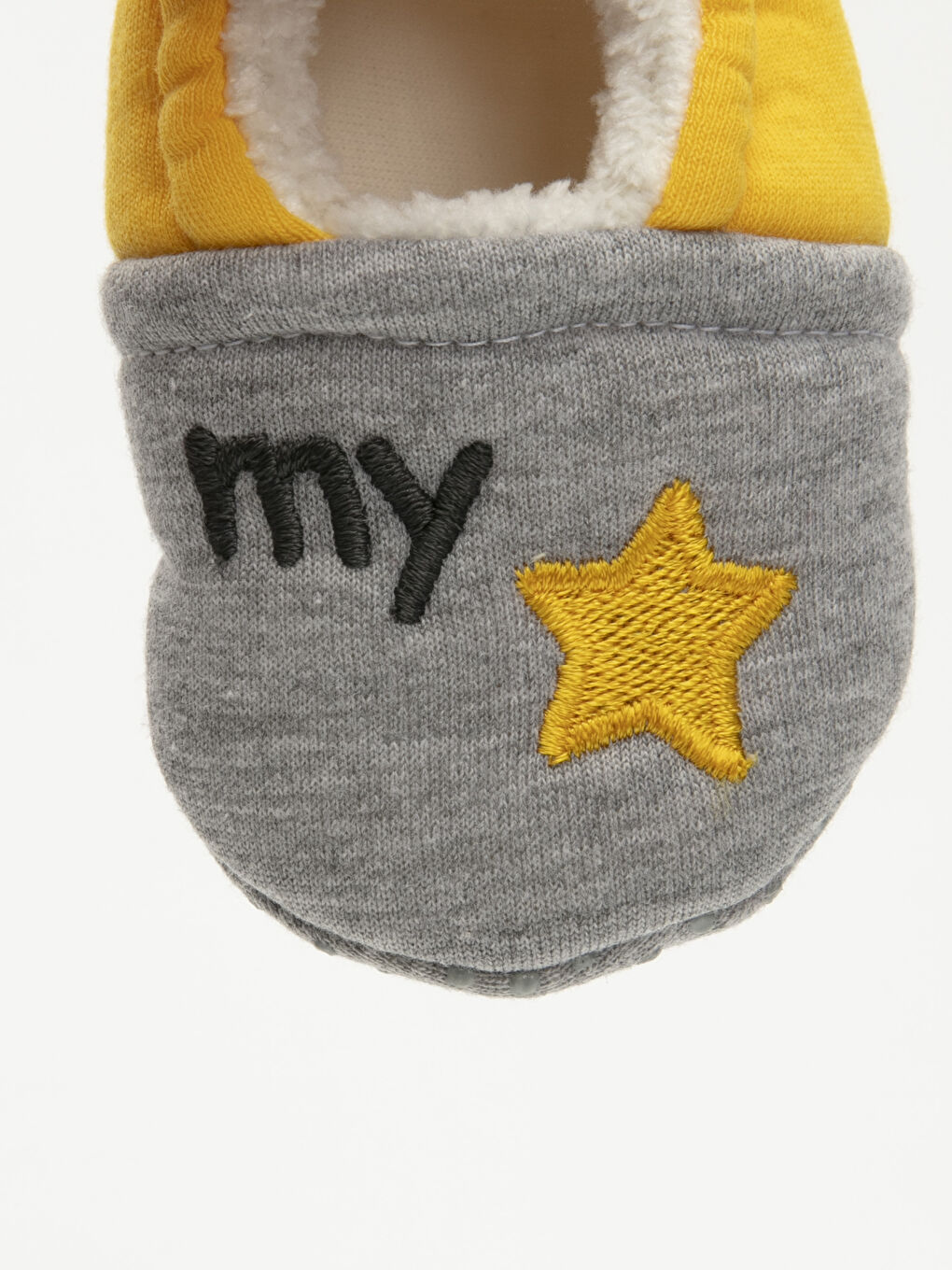 Gri Erkek Bebek Yürüme Öncesi Ev Ayakkabısı-4