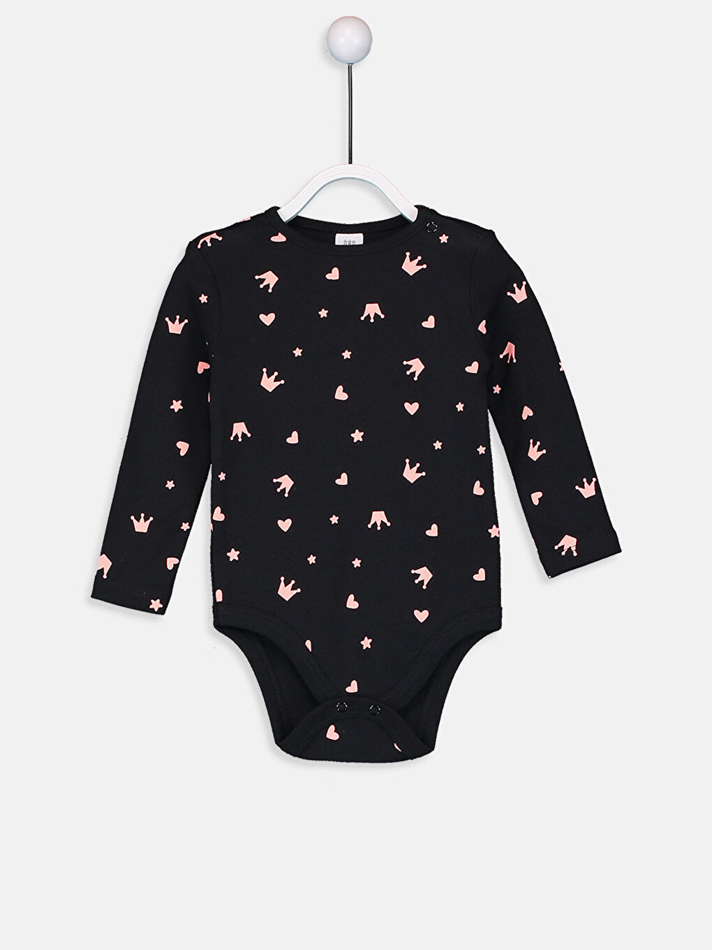 Pembe Bisiklet Yaka Uzun Kol Kız Bebek Çıtçıtlı Body 2'li-2