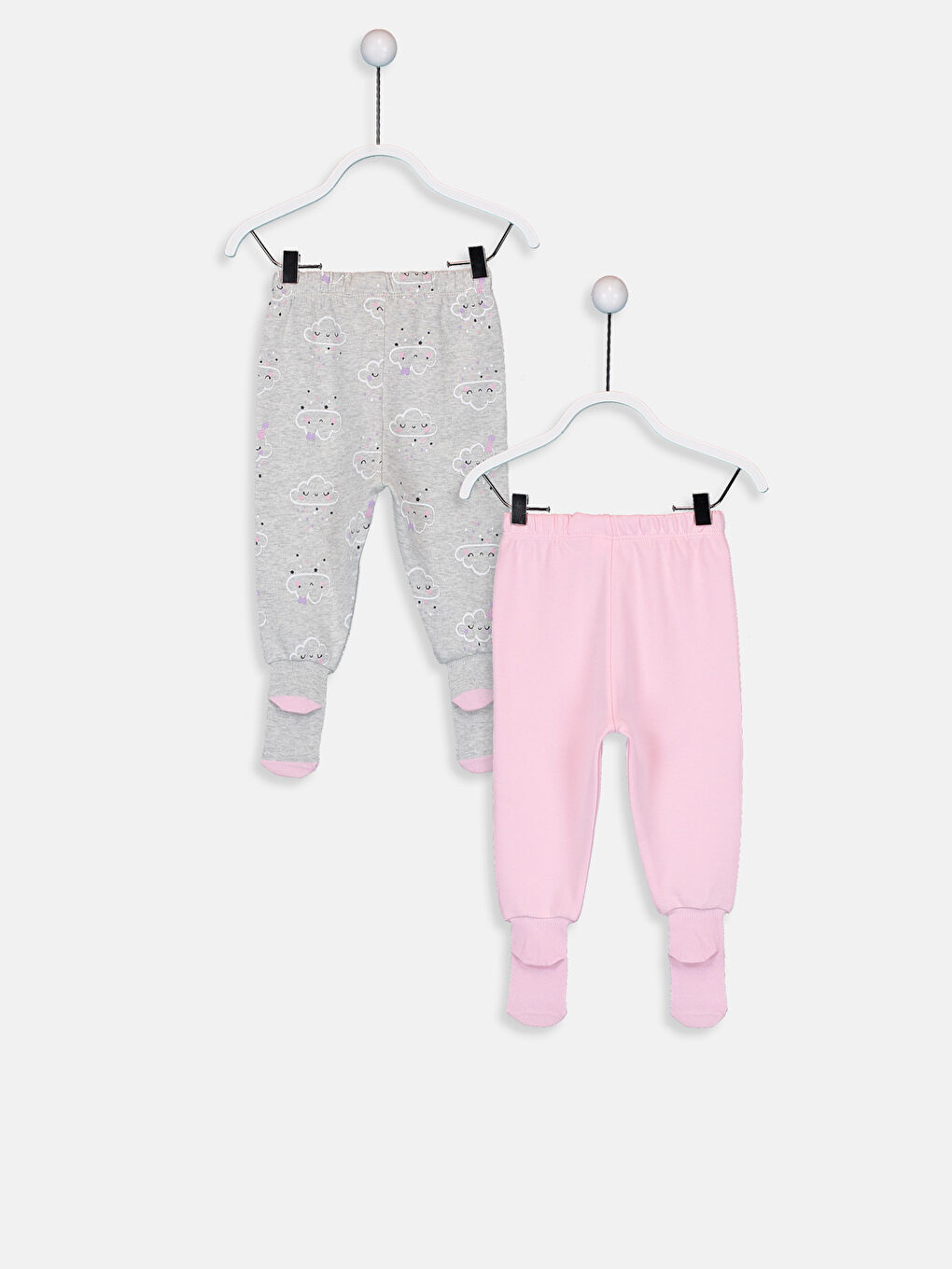 Elasticated Waist Full-feet Baby Girls Pyjama Bottoms 2 Pack-1