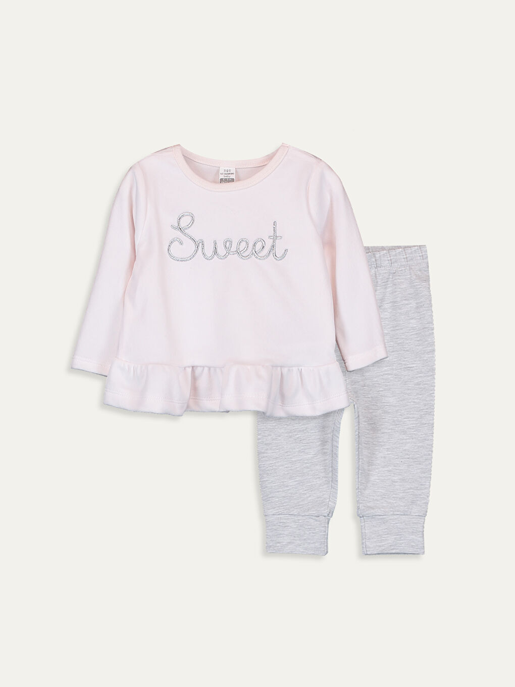 Ensemble de Pyjama à Col Rond et Manches Longues pour Bébé Fille