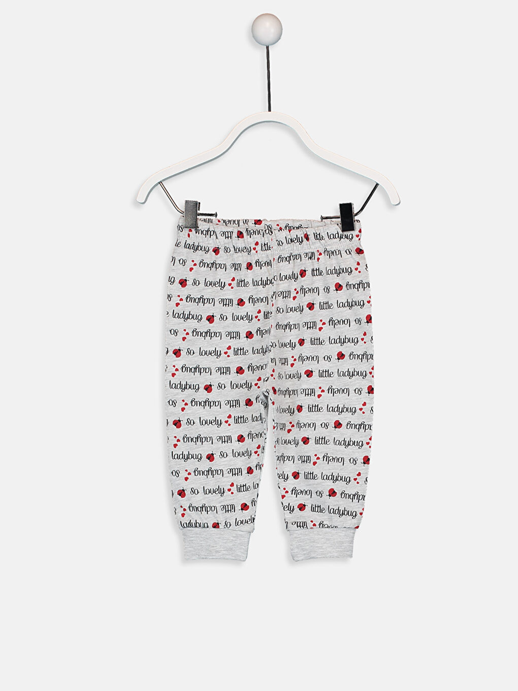 Beyaz Bisiklet Yaka Uzun Kol Baskılı Kız Bebek Pijama Takımı-3