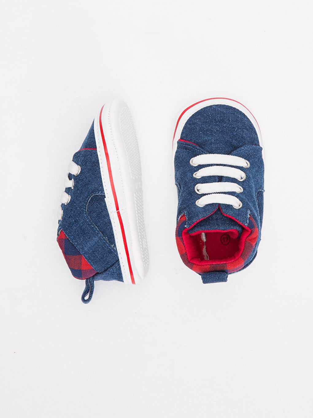 Lacivert Erkek Bebek Bağcıklı Denim Yürüme Öncesi Ayakkabı-1