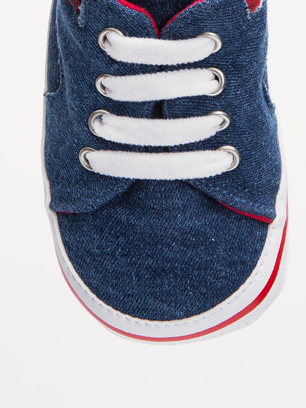 Lacivert Erkek Bebek Bağcıklı Denim Yürüme Öncesi Ayakkabı-4