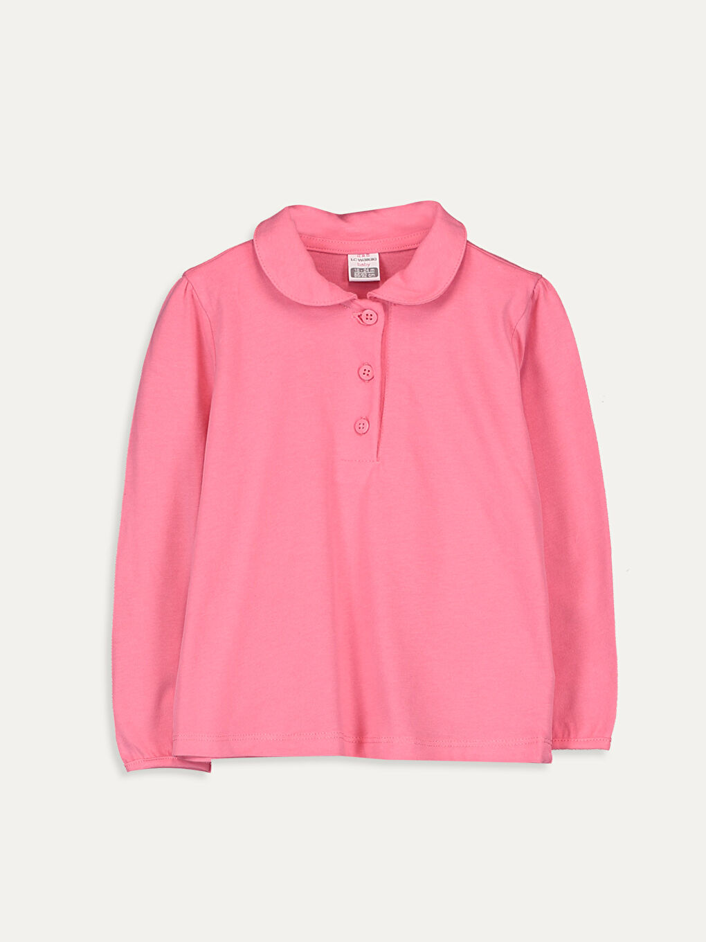 Pembe Bebe Yaka Uzun Kol Basic Kız Bebek Tişört