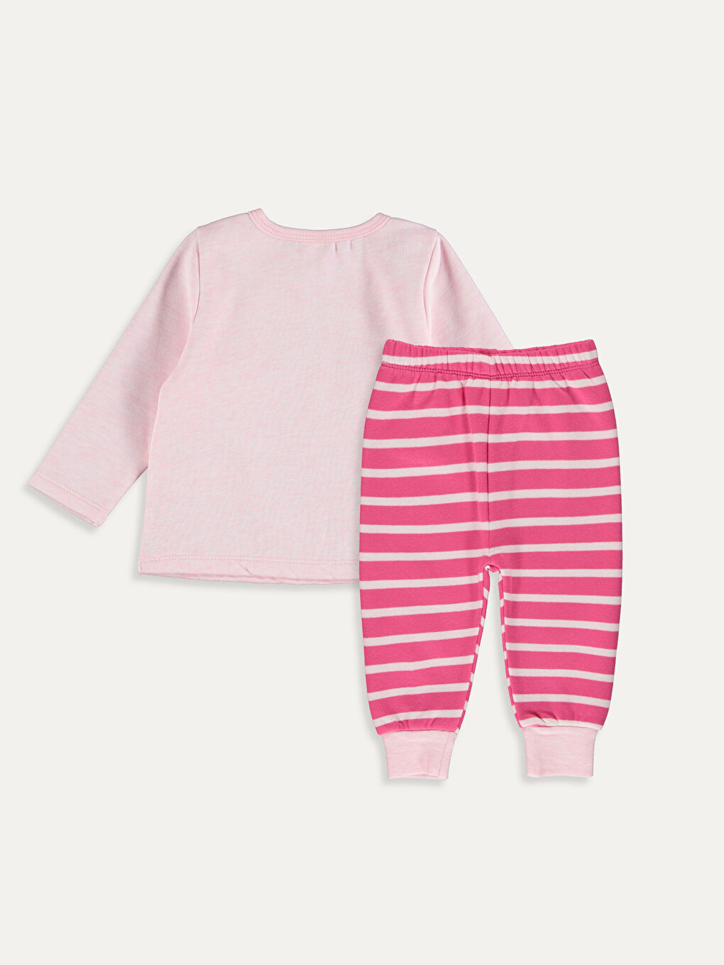 Pembe Bisiklet Yaka Uzun Kol Baskılı Kız Bebek Pijama Takımı-1