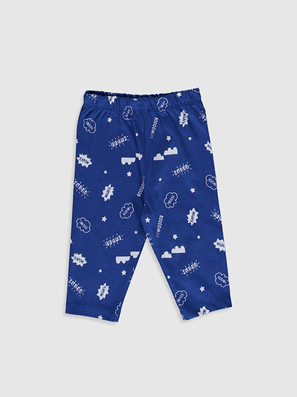 Mavi Erkek Bebek Yazı Baskılı Pijama Takımı-3